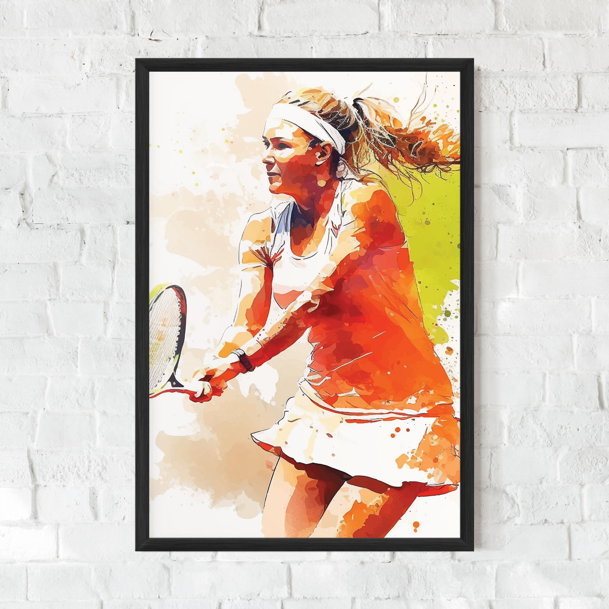 Plakat w Ramie Orange Watercolor Tennis mockup 0