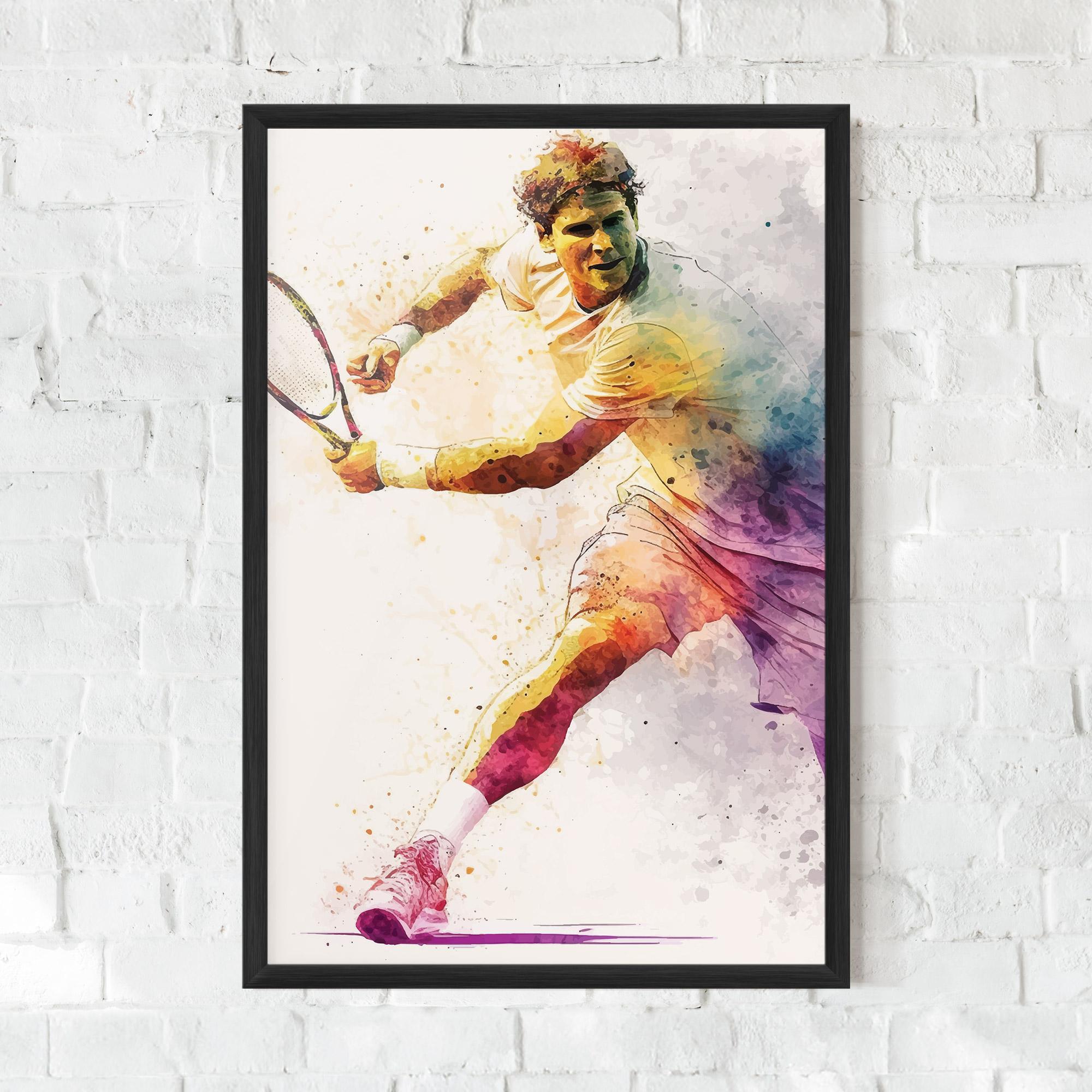Plakat w Ramie Watercolor Tennis mockup 0