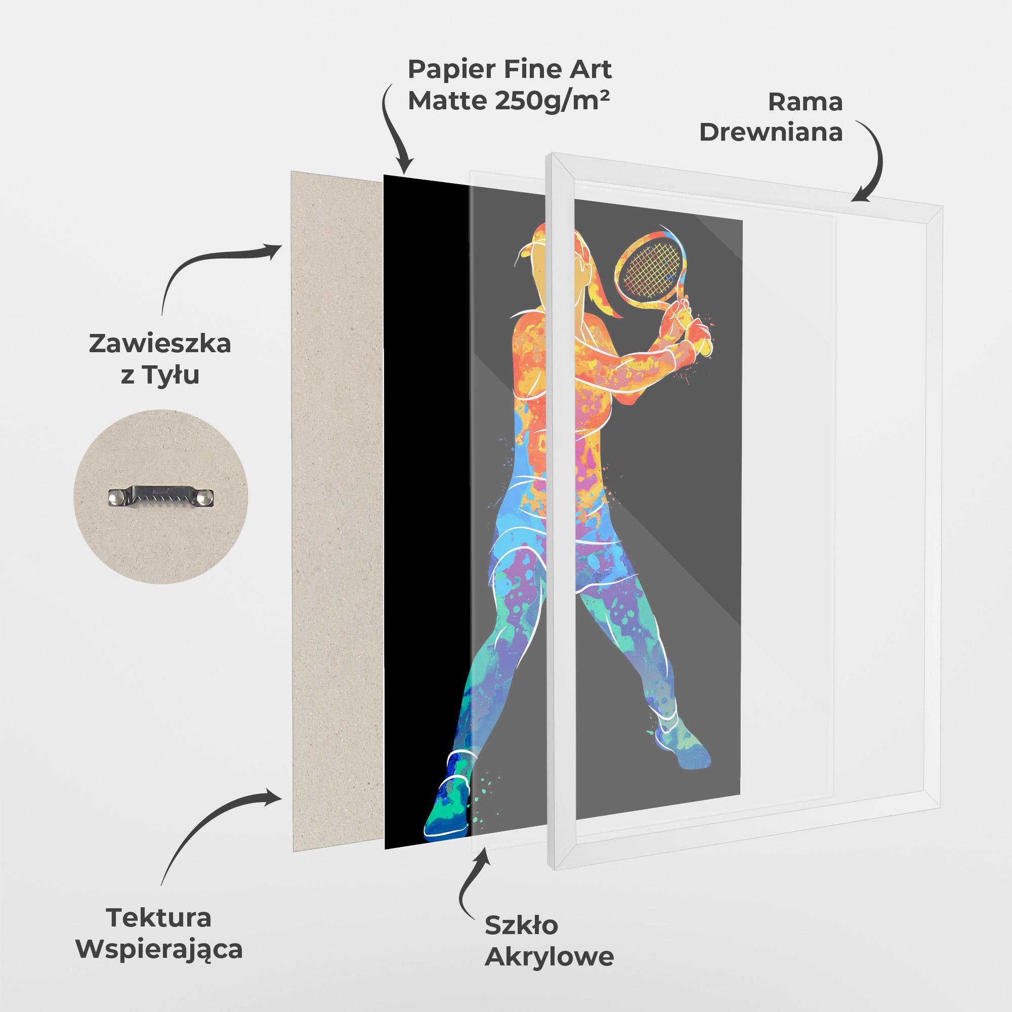 Plakat w Ramie Green Orange Tennis mockup 1