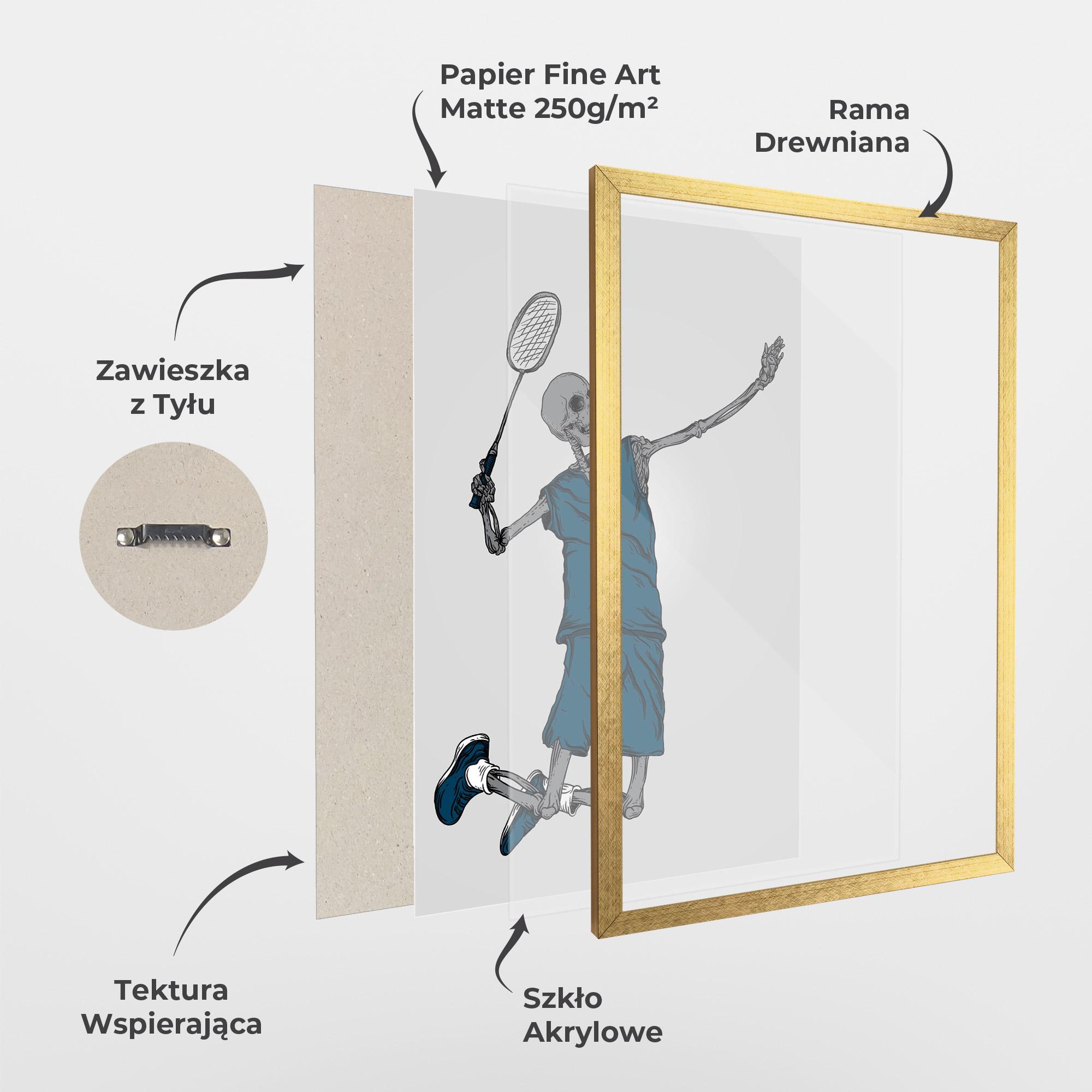 Plakat w Ramie Blue Skull Tennis mockup 1