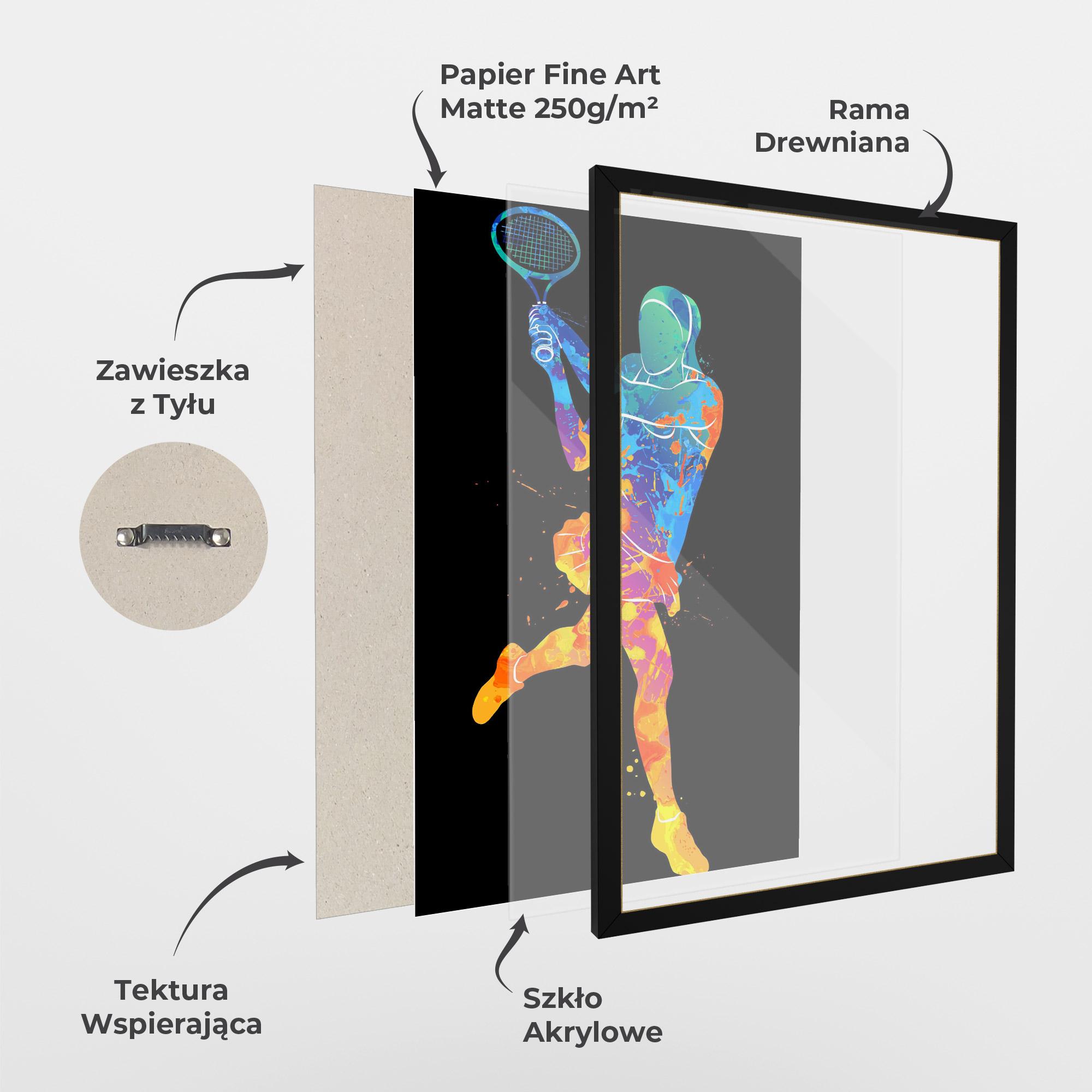 Plakat w Ramie Blue Orange Tennis mockup 1