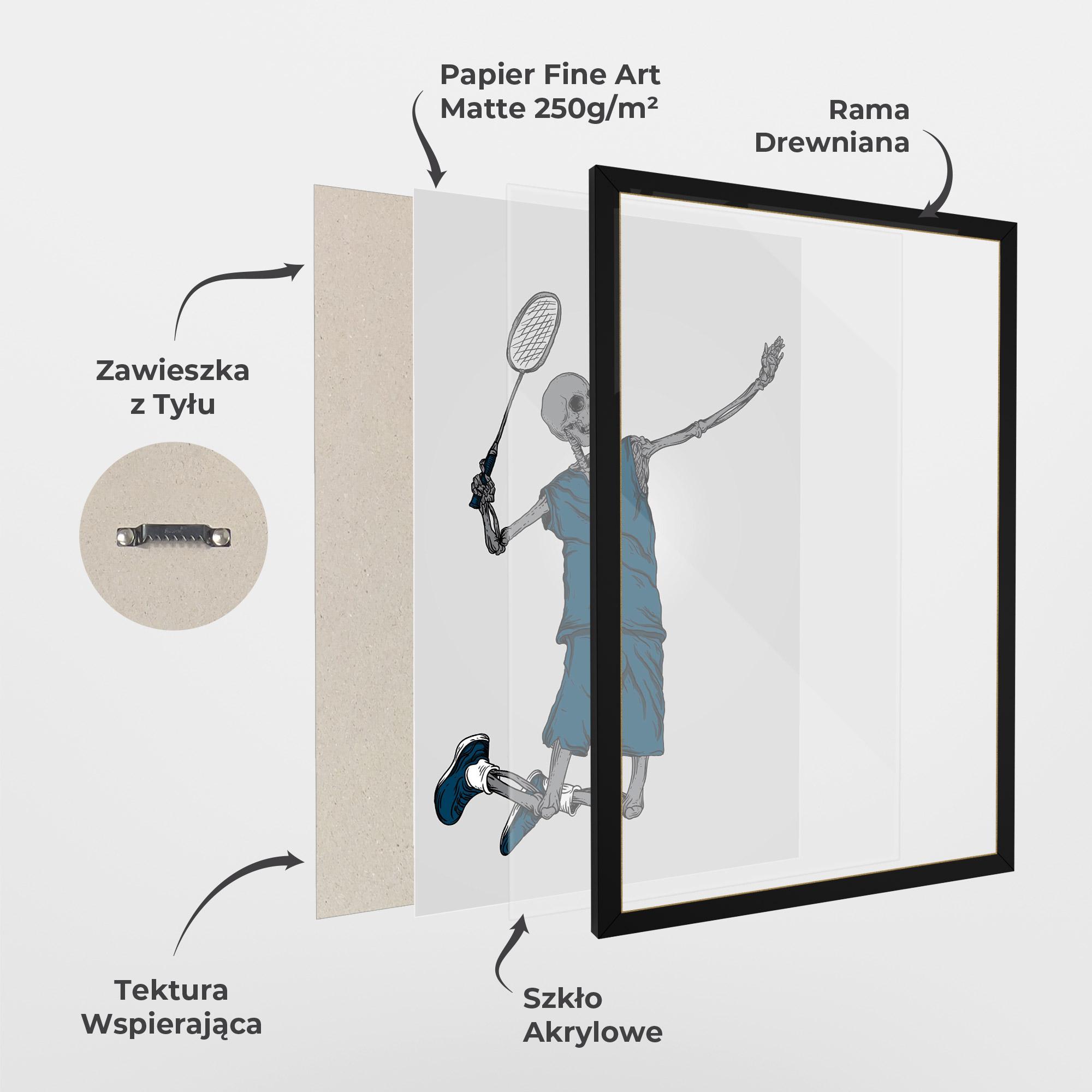 Plakat w Ramie Blue Skull Tennis mockup 1