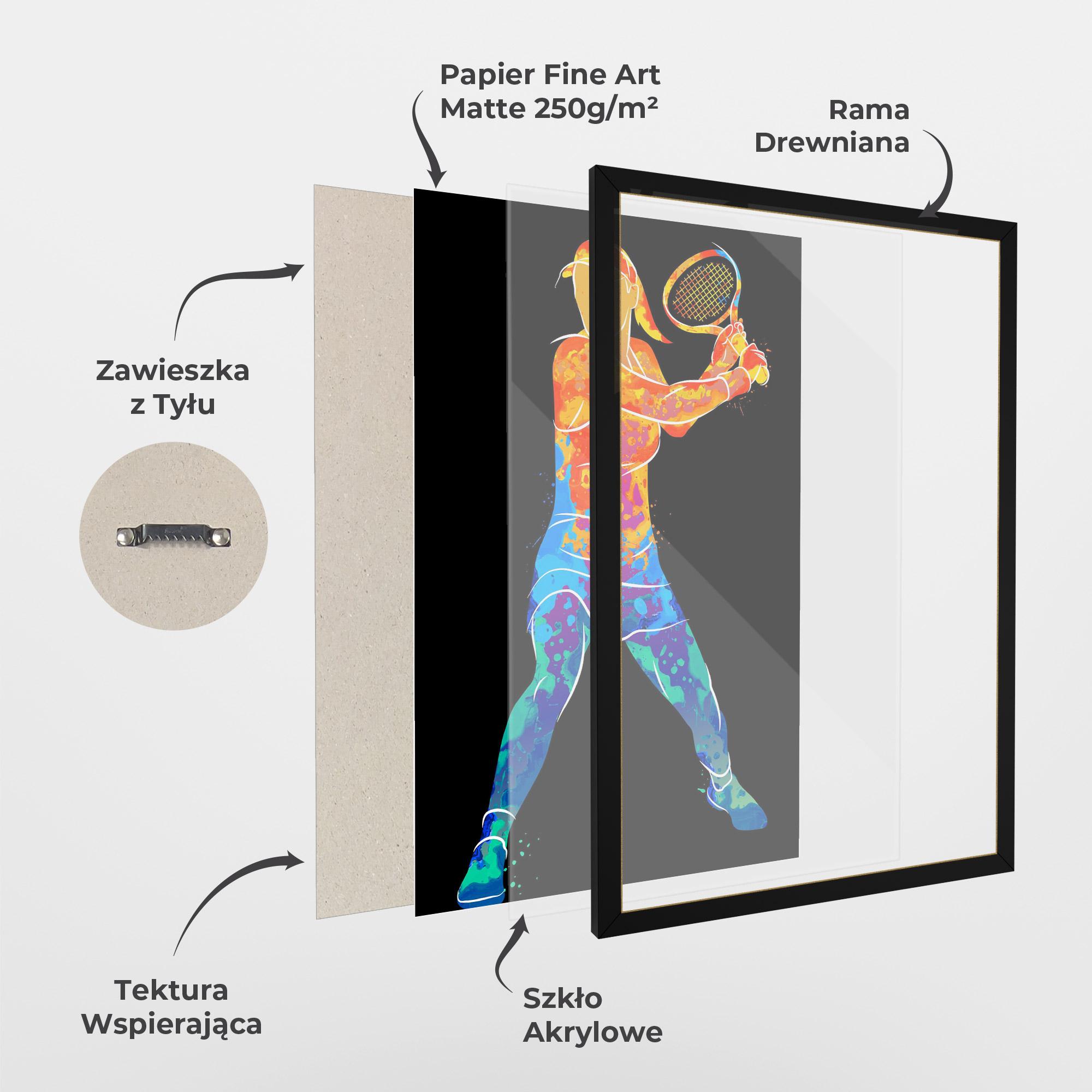 Plakat w Ramie Green Orange Tennis mockup 1