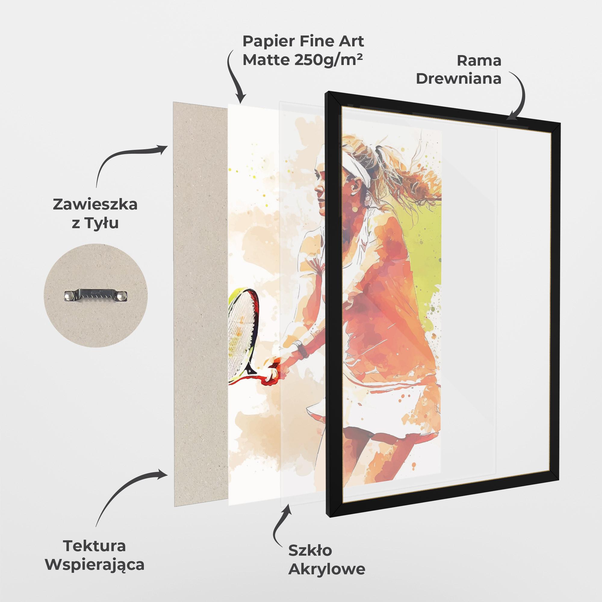 Plakat w Ramie Orange Watercolor Tennis mockup 1