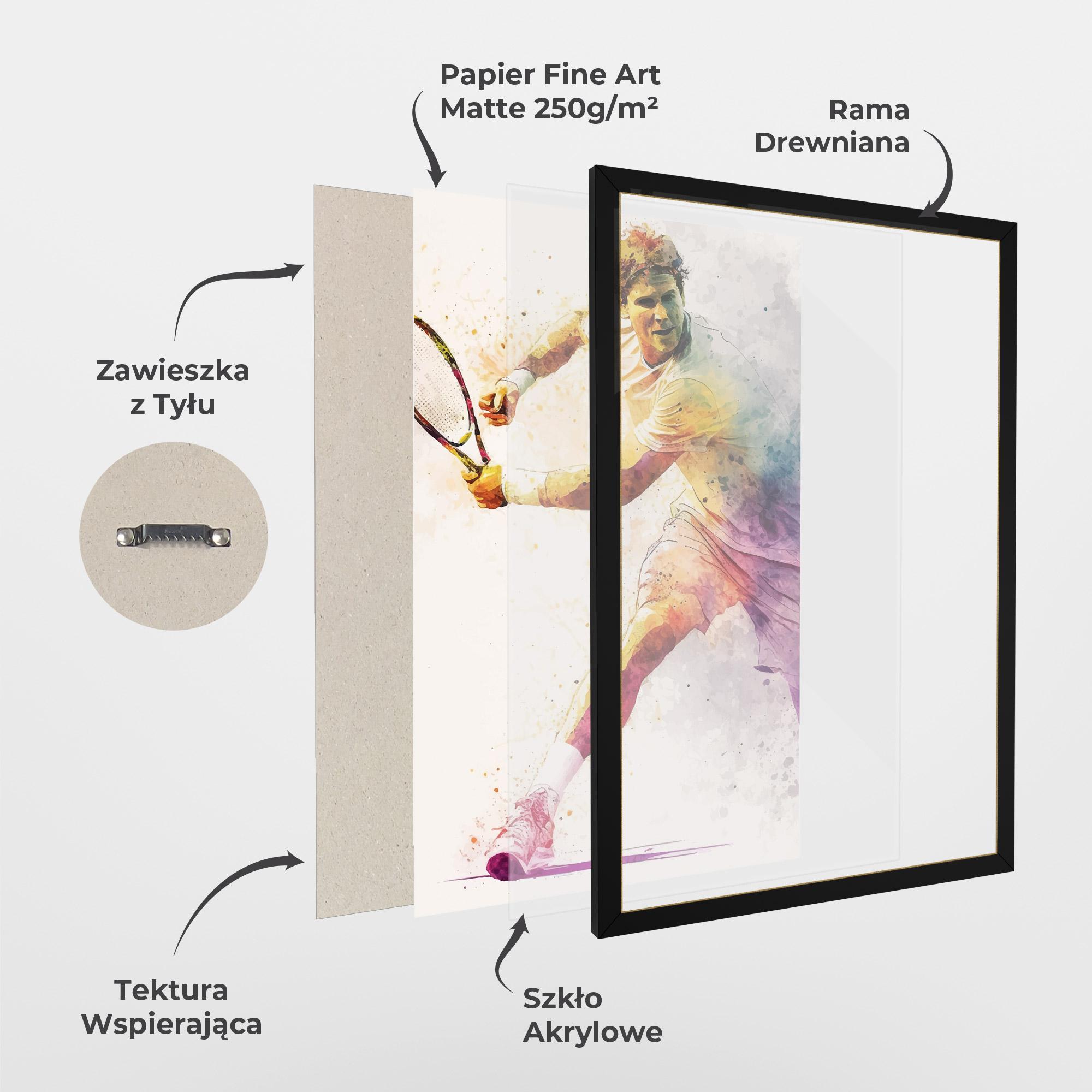 Plakat w Ramie Watercolor Tennis mockup 1