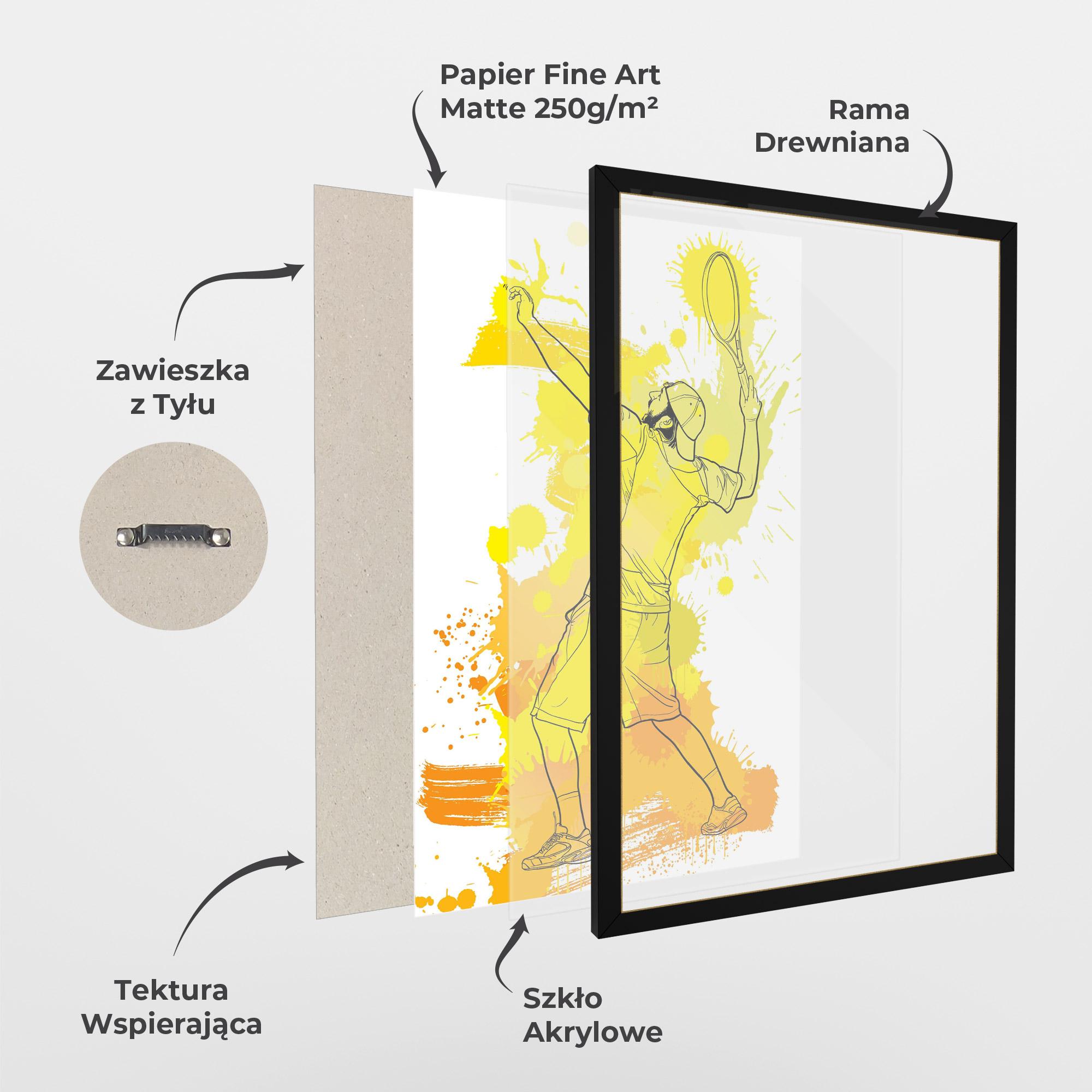 Plakat w Ramie Yellow Art Tennis mockup 1