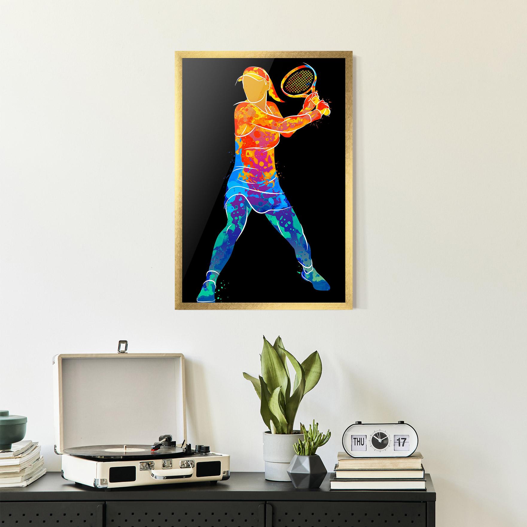 Plakat w Ramie Green Orange Tennis mockup 2