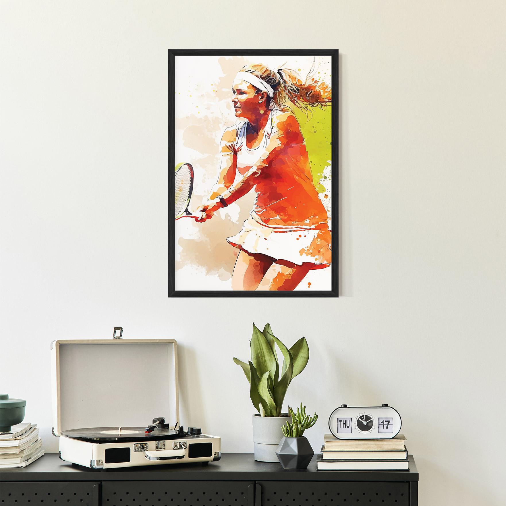 Plakat w Ramie Orange Watercolor Tennis mockup 2