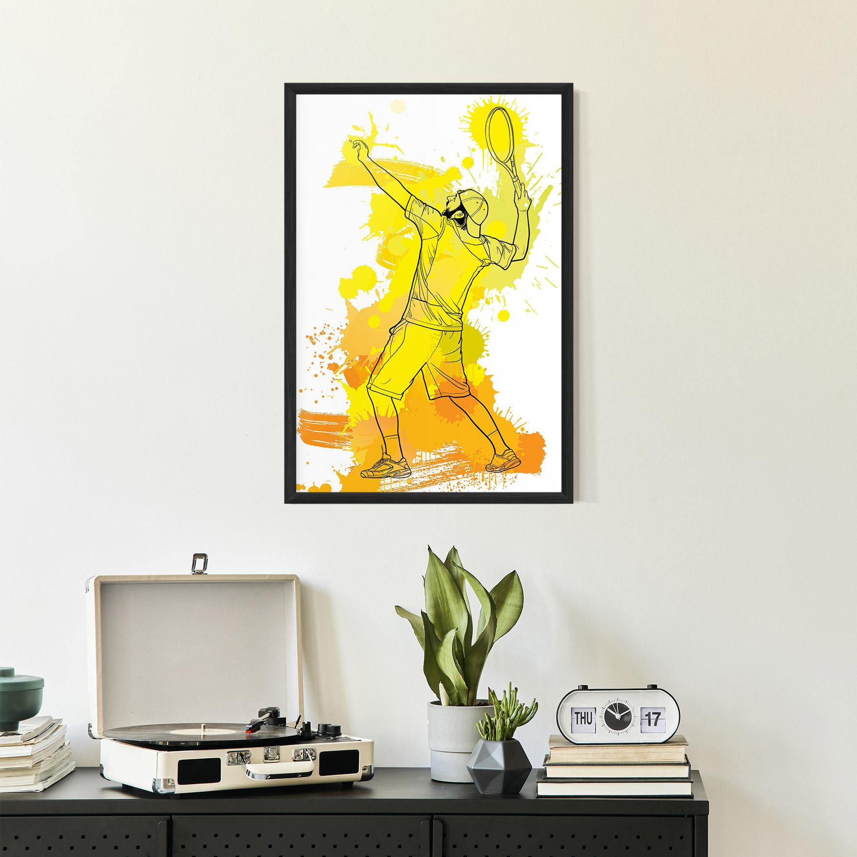 Plakat w Ramie Yellow Art Tennis mockup 2