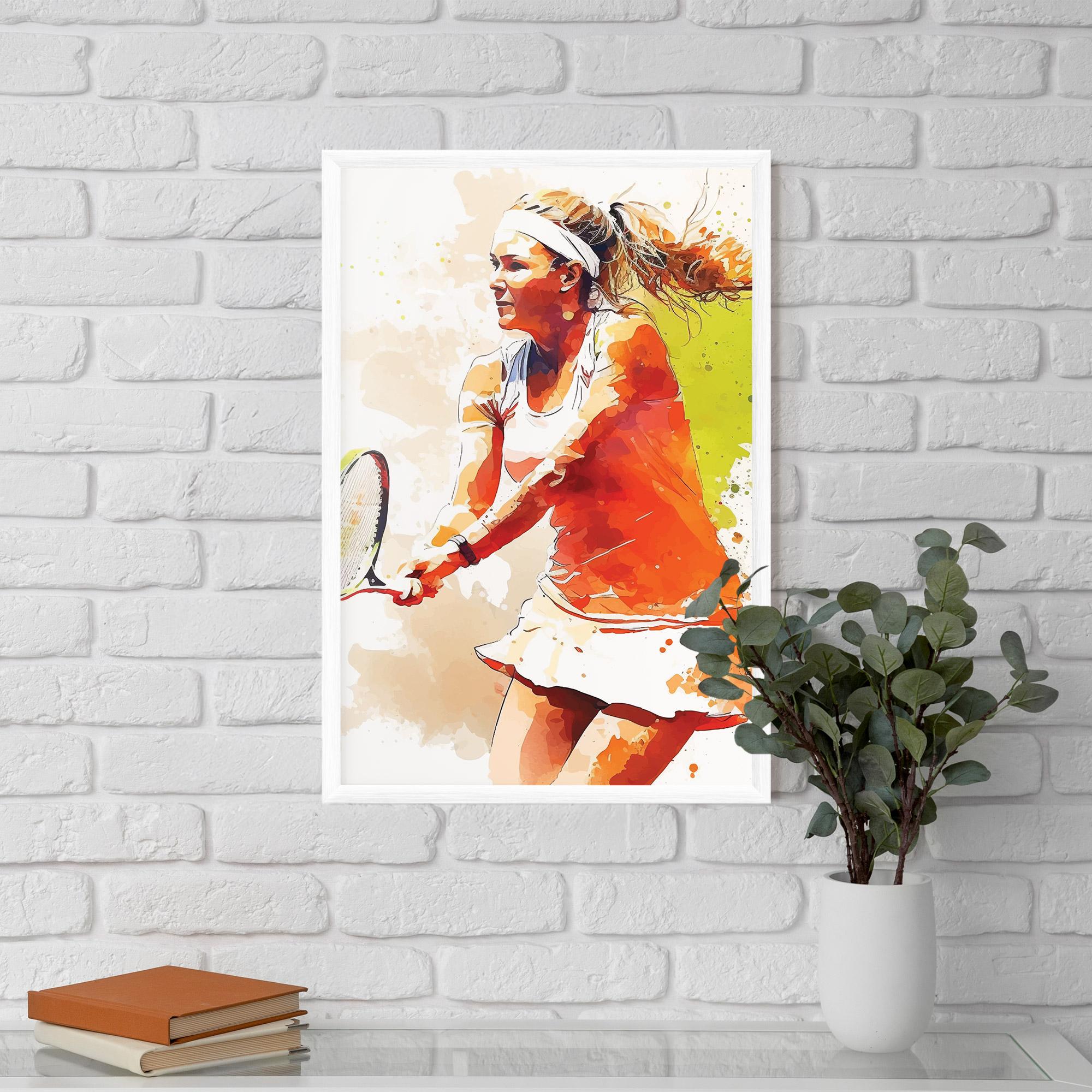 Plakat w Ramie Orange Watercolor Tennis mockup 5
