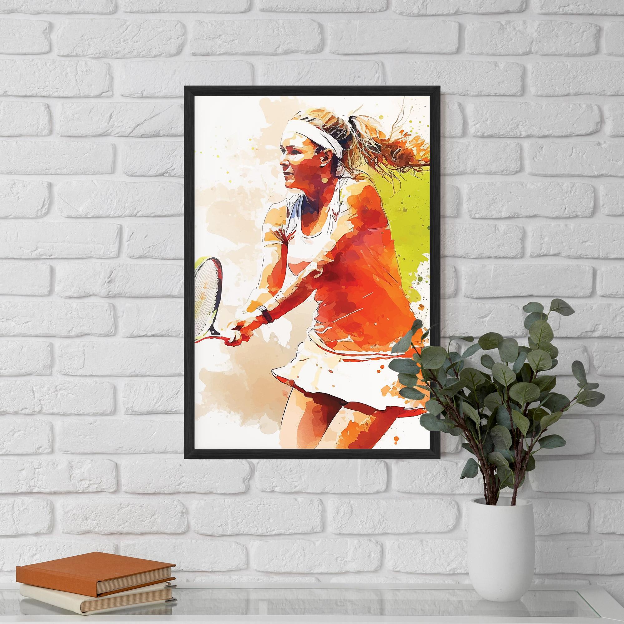 Plakat w Ramie Orange Watercolor Tennis mockup 5