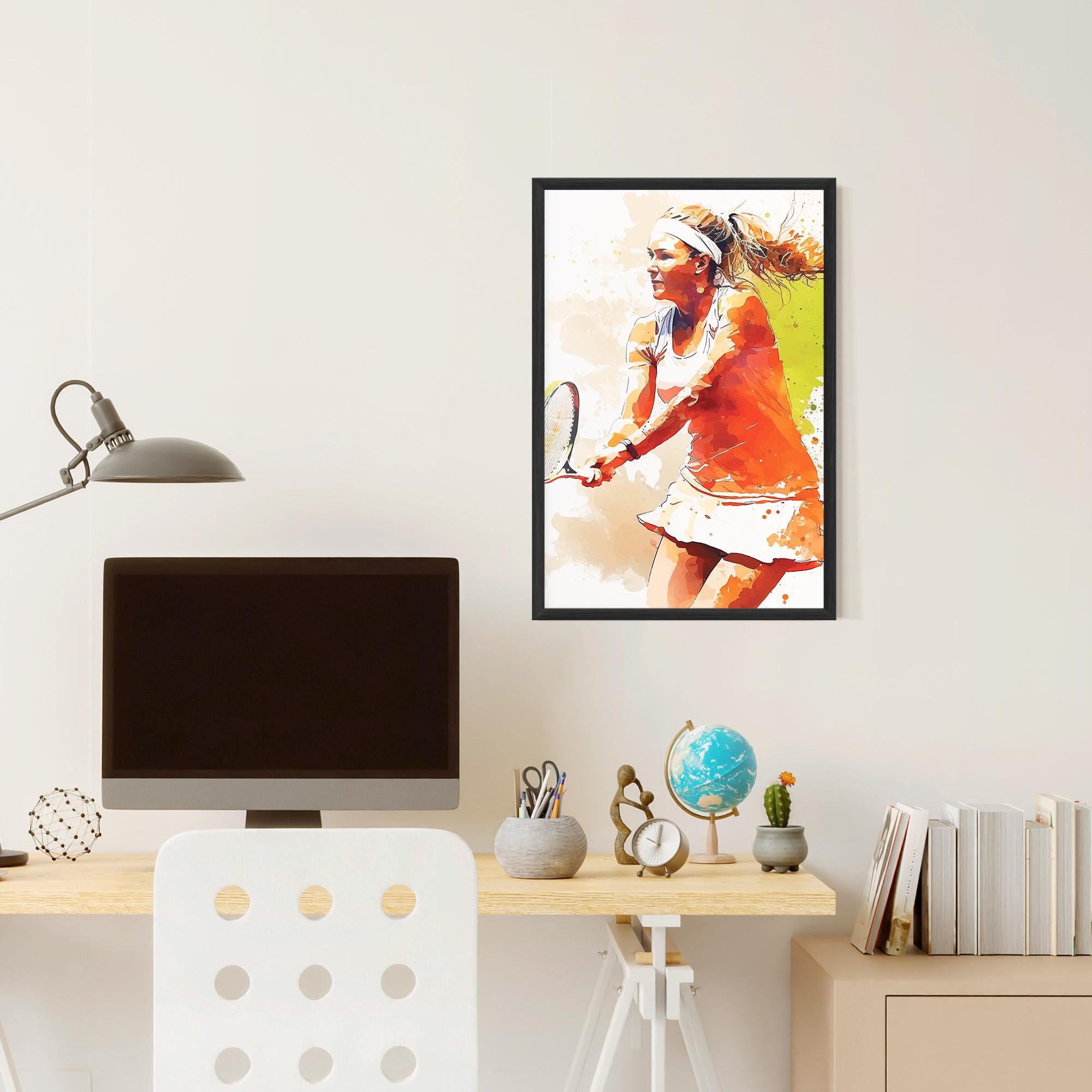 Plakat w Ramie Orange Watercolor Tennis mockup 6