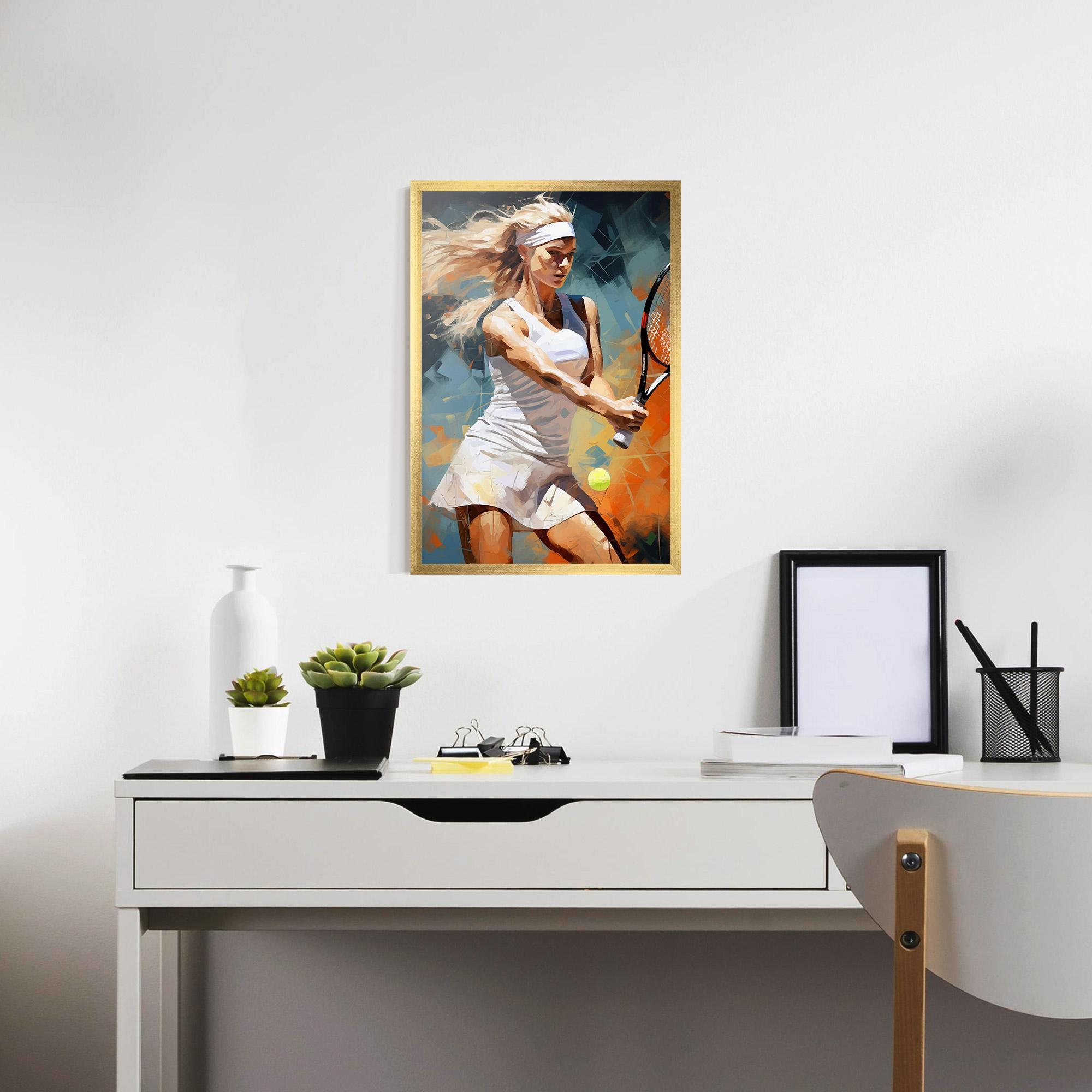 Plakat w Ramie Blonde Tennis Girl mockup 7