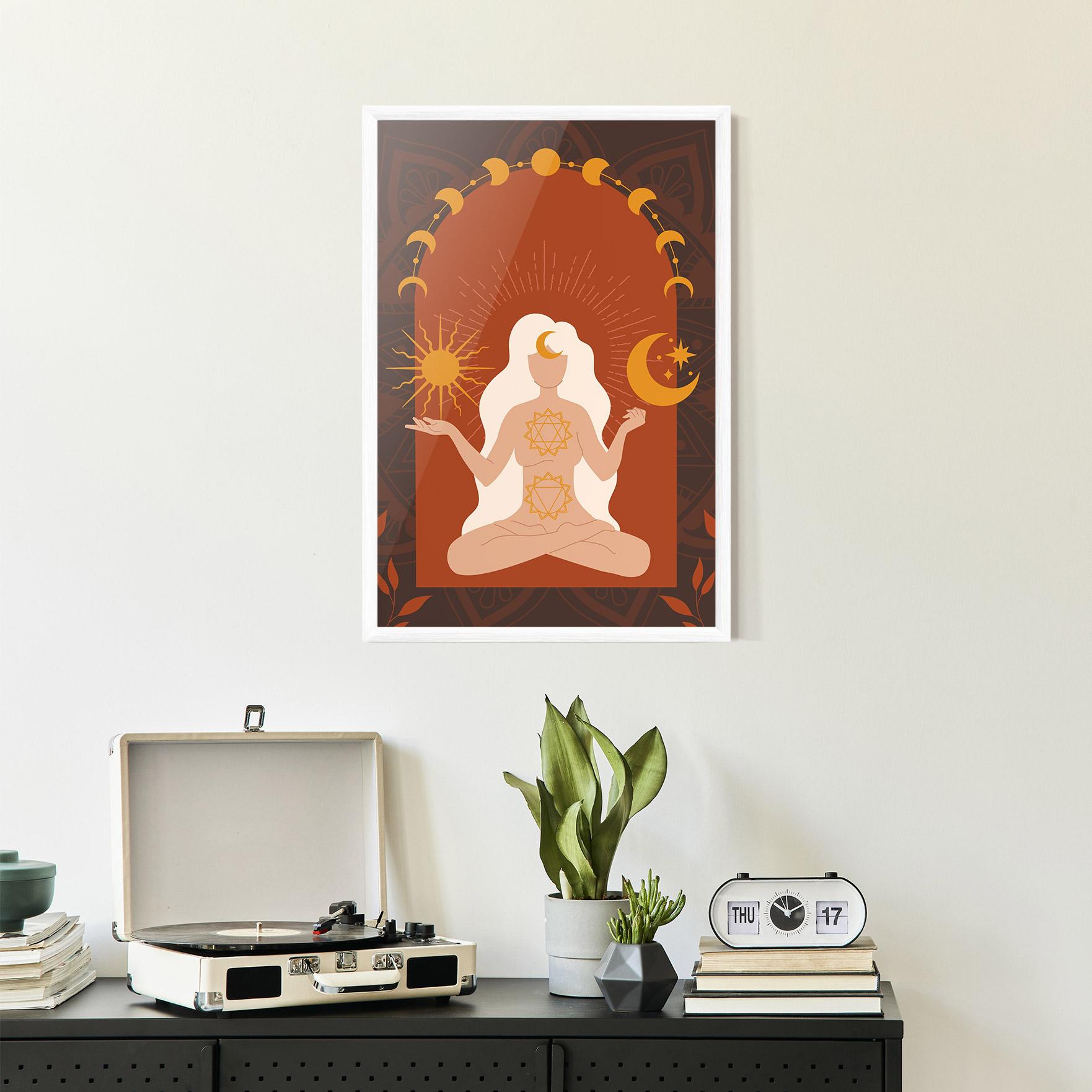 Plakat w Ramie Sun Moon Meditation mockup 2