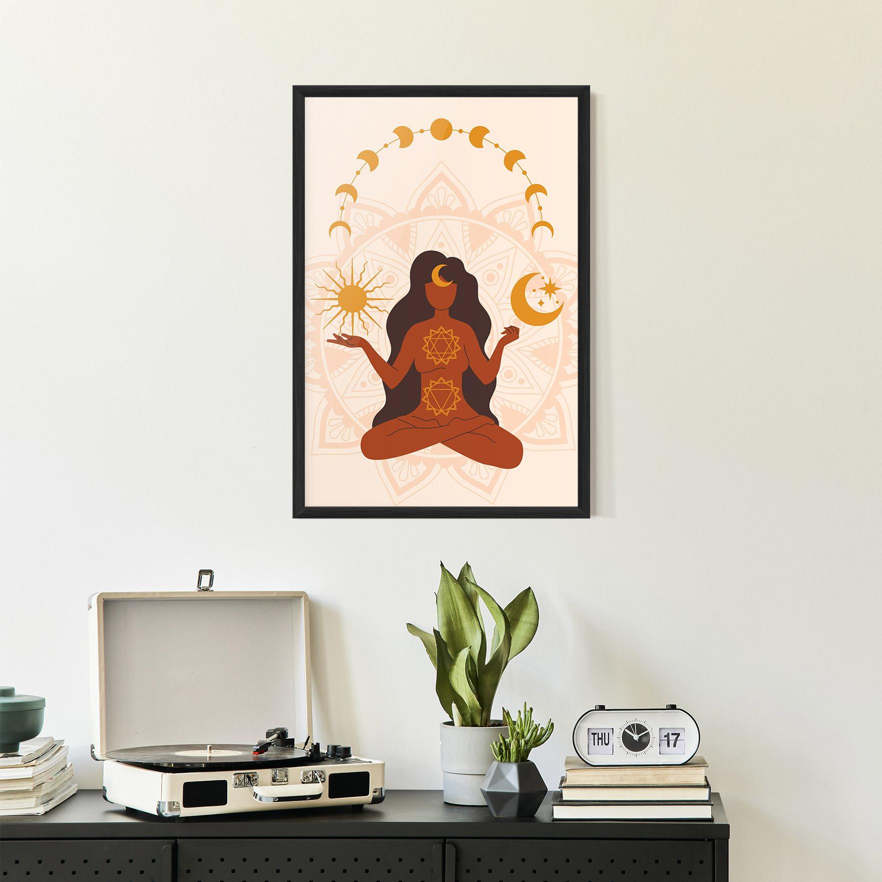 Plakat w Ramie Moon Sun Meditation mockup 2