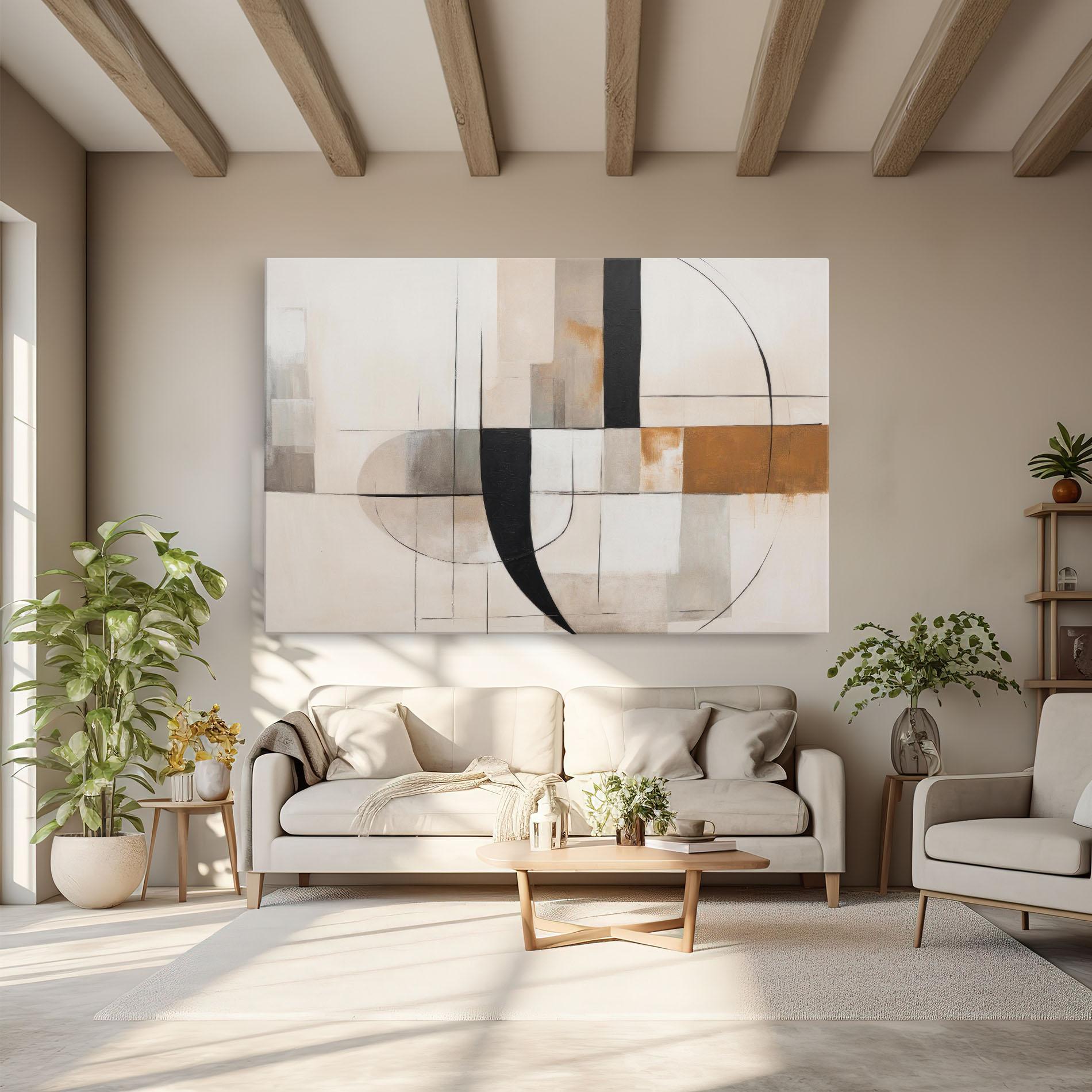 Obraz na Płótnie Black Abstract Lines mockup 6