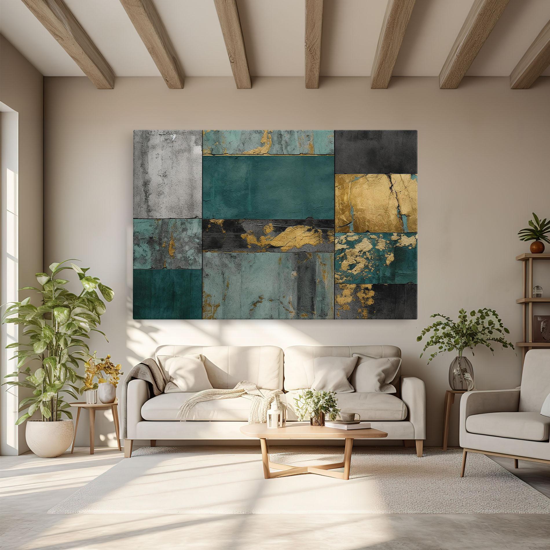 Obraz na Płótnie Golden Green Painting mockup 6