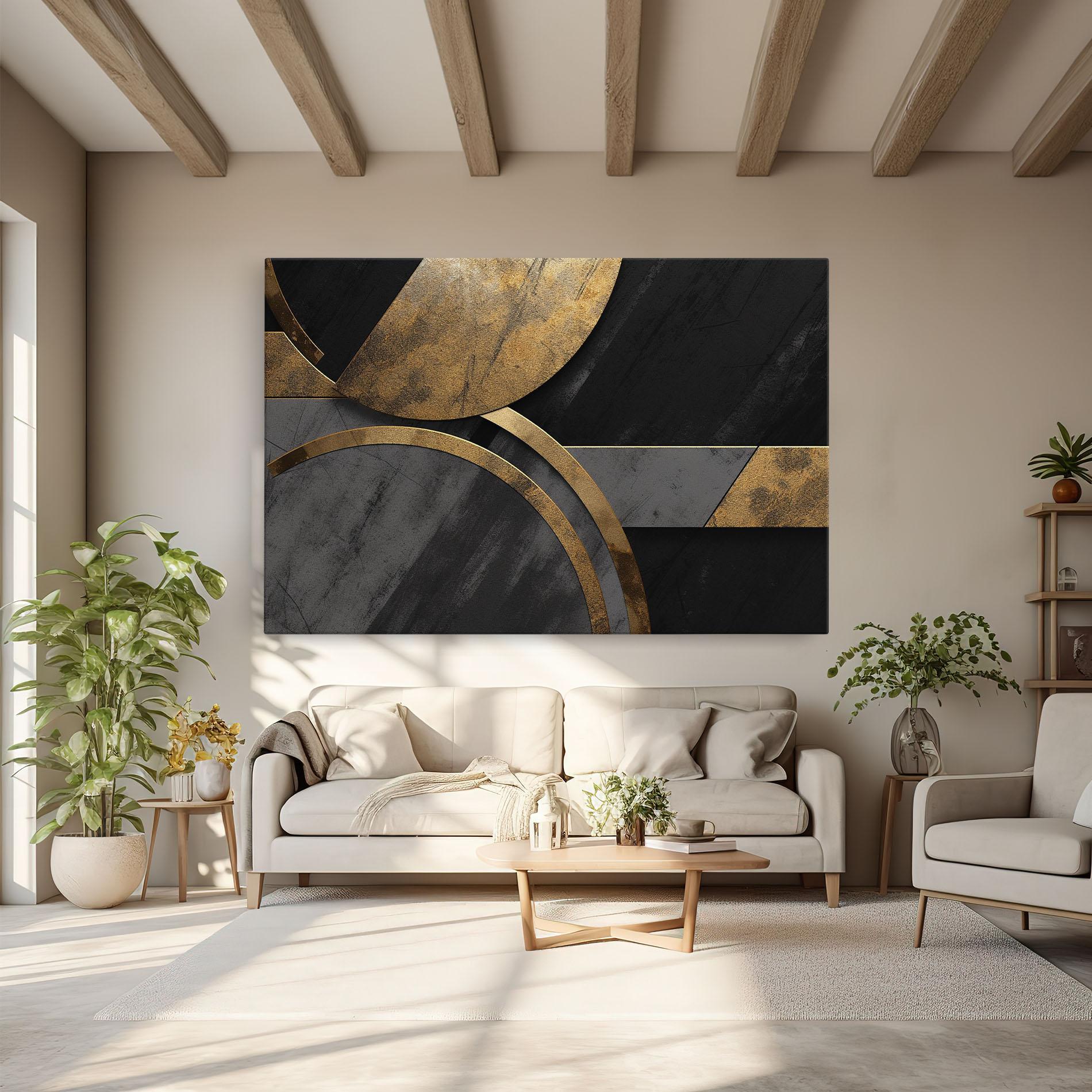 Obraz na Płótnie Grey With Gold Painting mockup 6