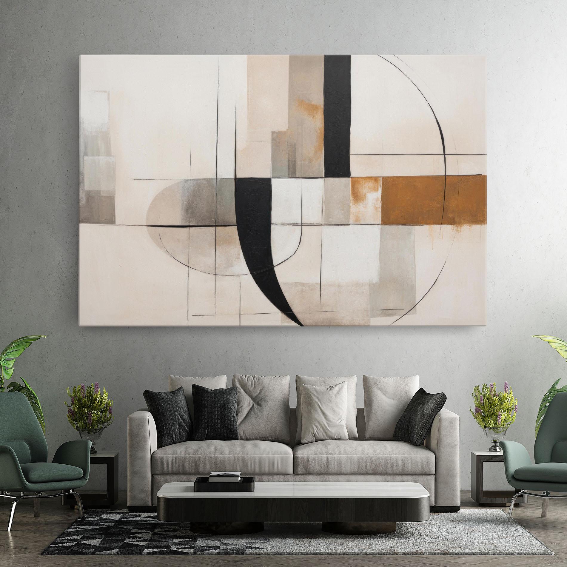 Obraz na Płótnie Black Abstract Lines mockup 7