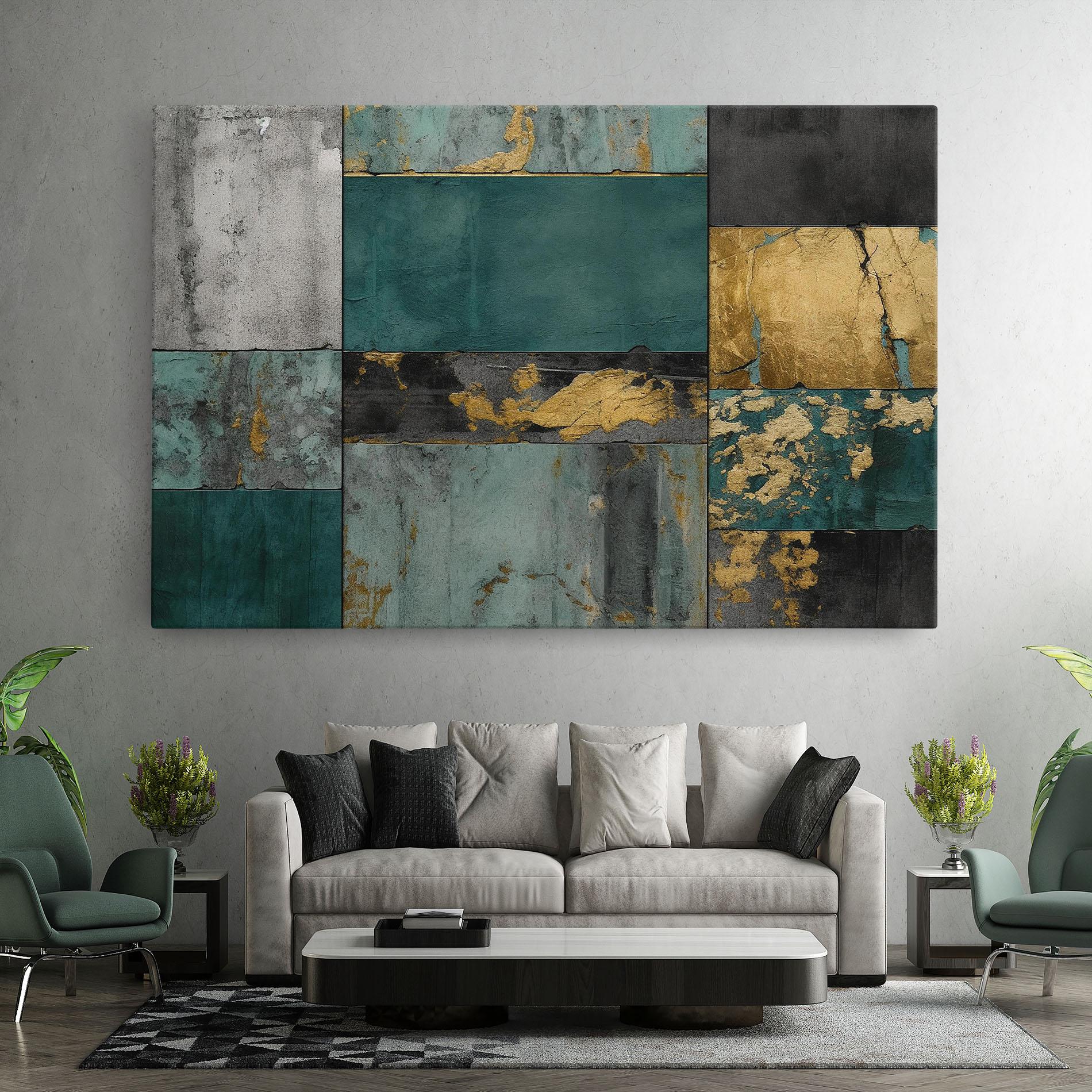 Obraz na Płótnie Golden Green Painting mockup 7