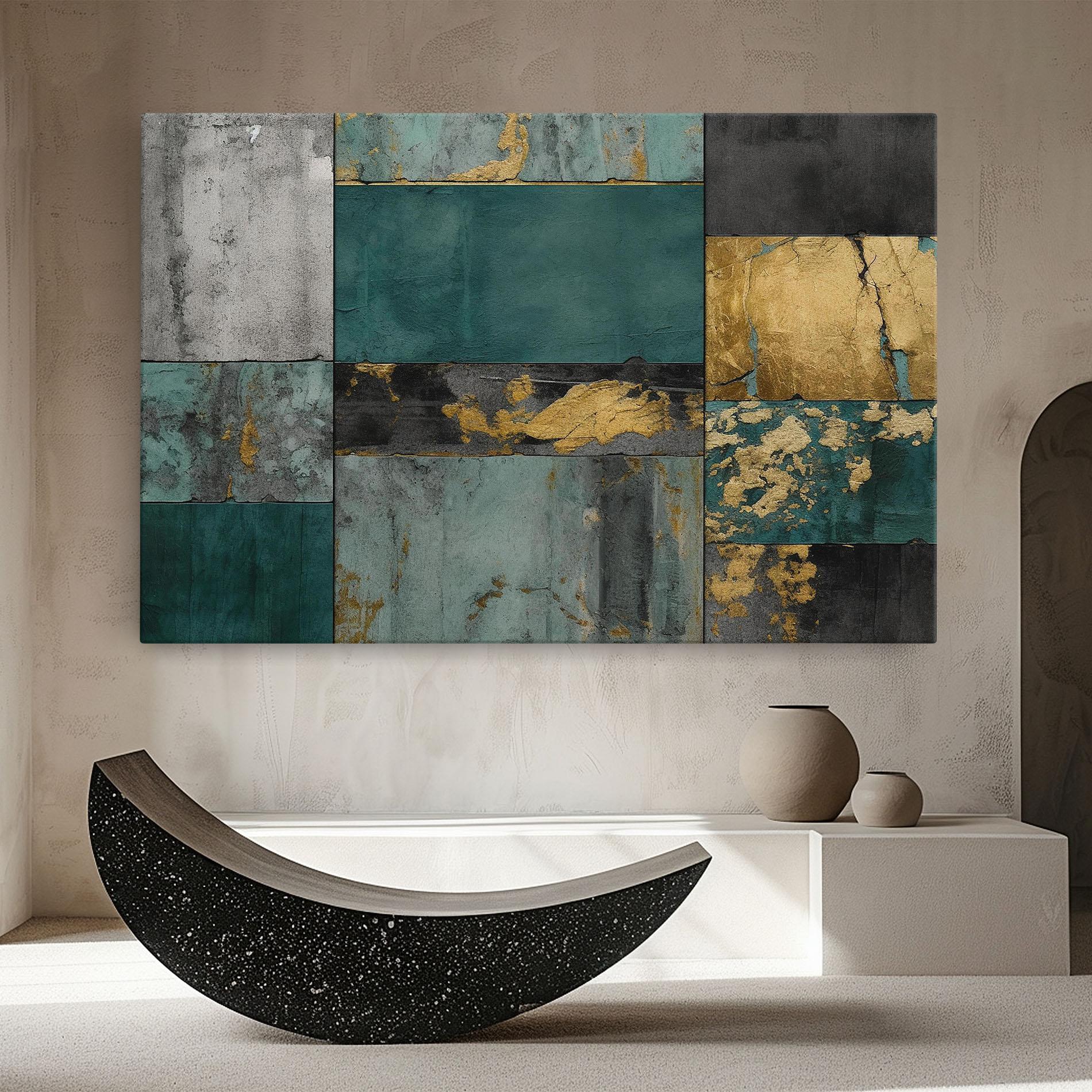 Obraz na Płótnie Golden Green Painting mockup 8