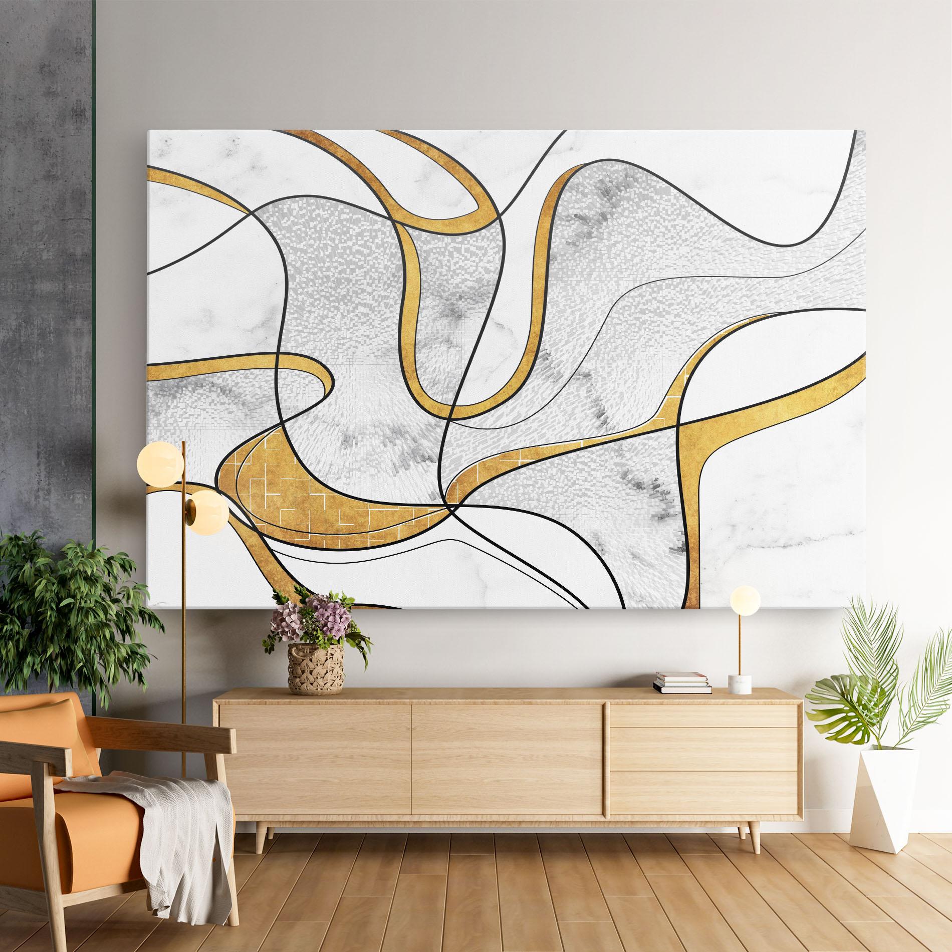 Obraz na Płótnie Abstract Gold Lines mockup 9
