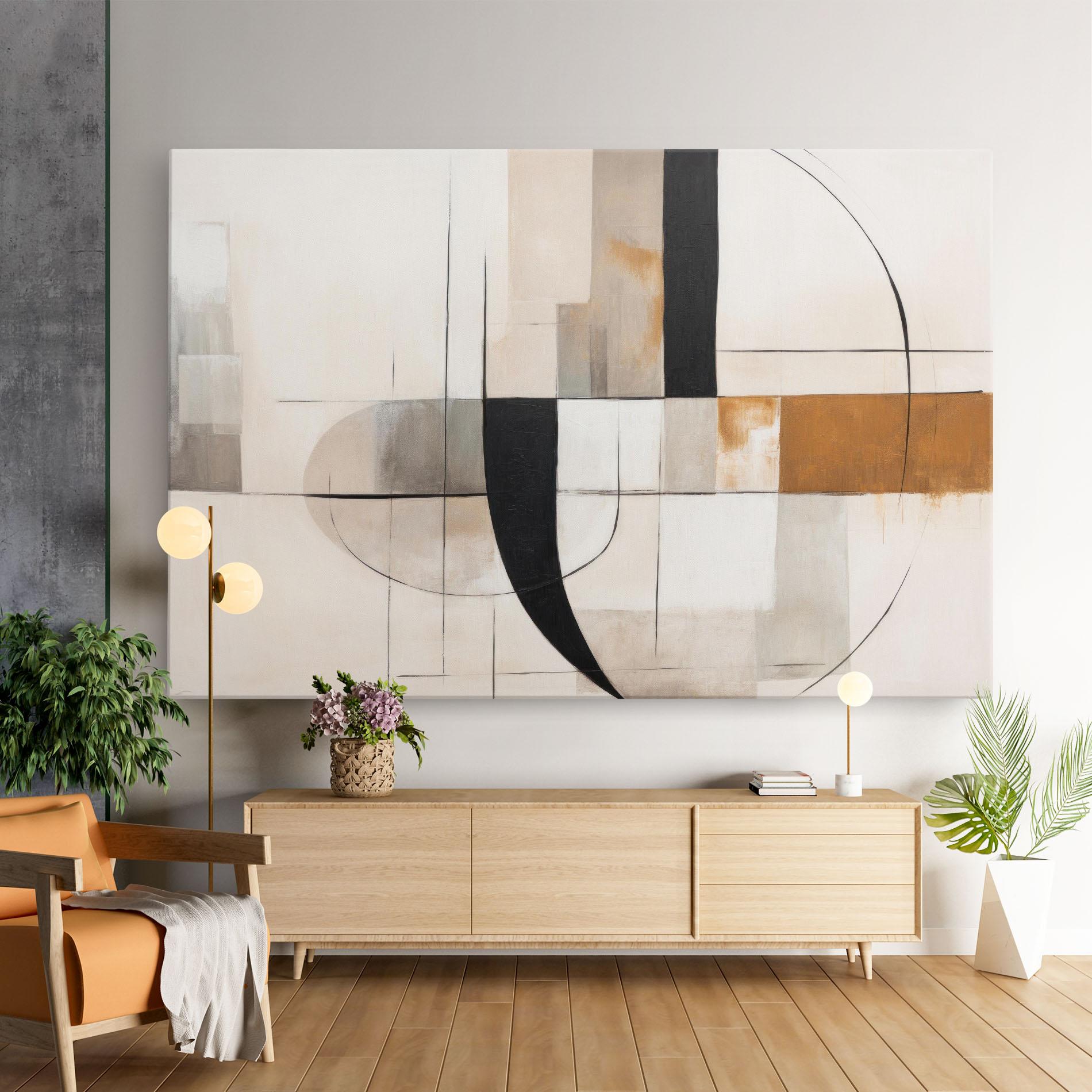 Obraz na Płótnie Black Abstract Lines mockup 9