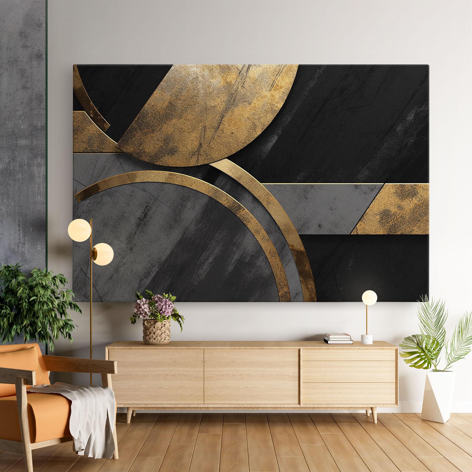 Obraz na Płótnie Grey With Gold Painting mockup 9