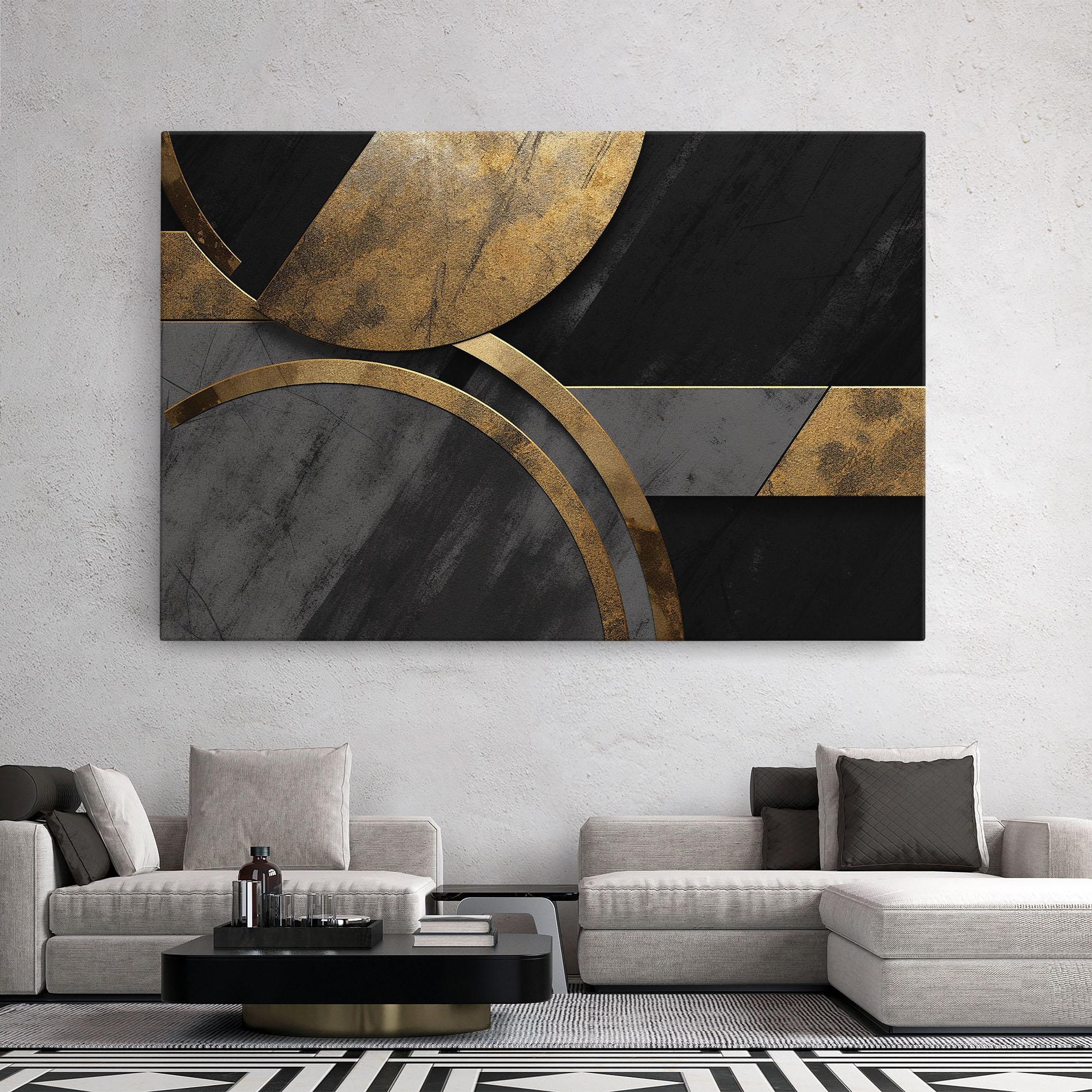 Obraz na Płótnie Grey With Gold Painting mockup 2