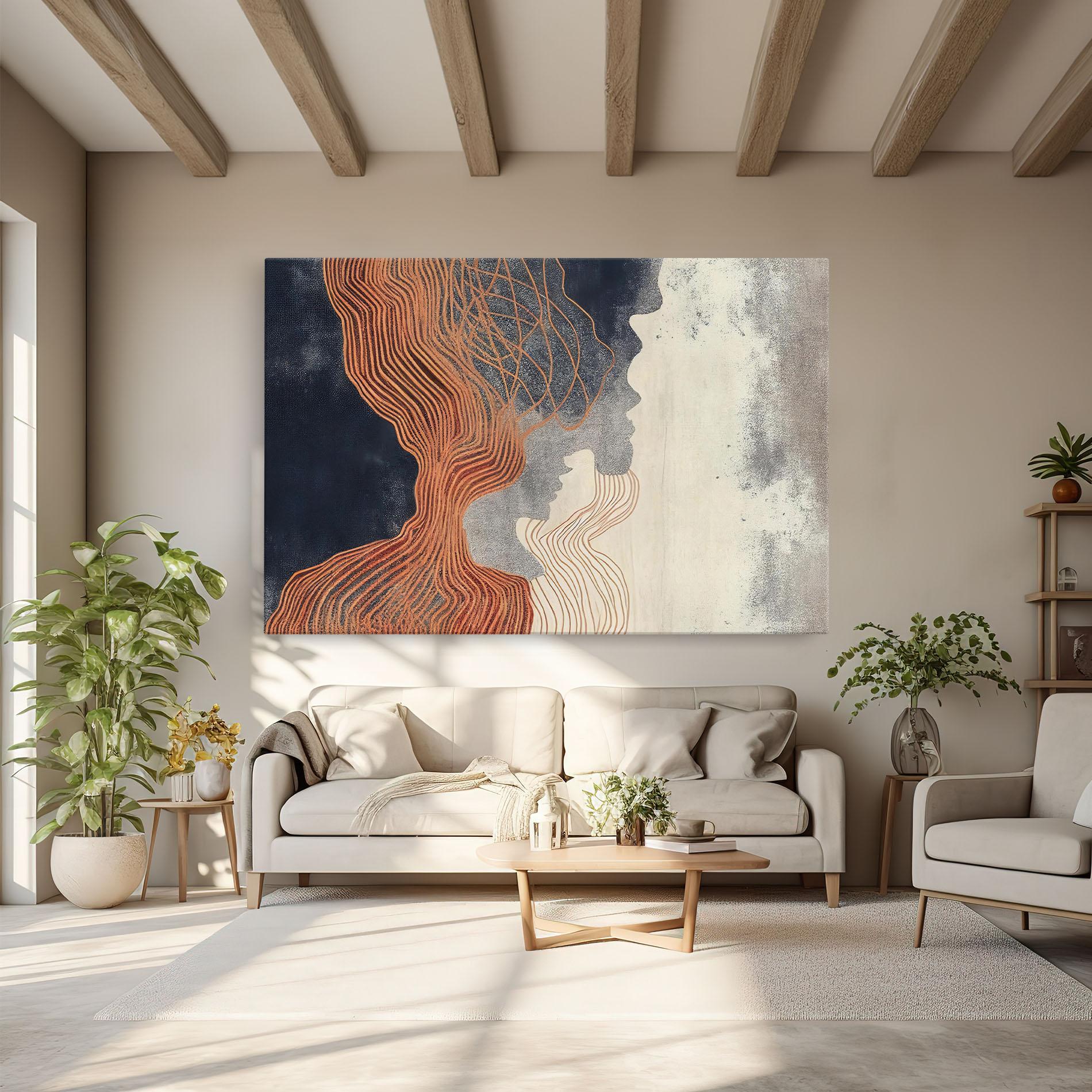 Obraz na Płótnie Orange Lines On Blue mockup 6