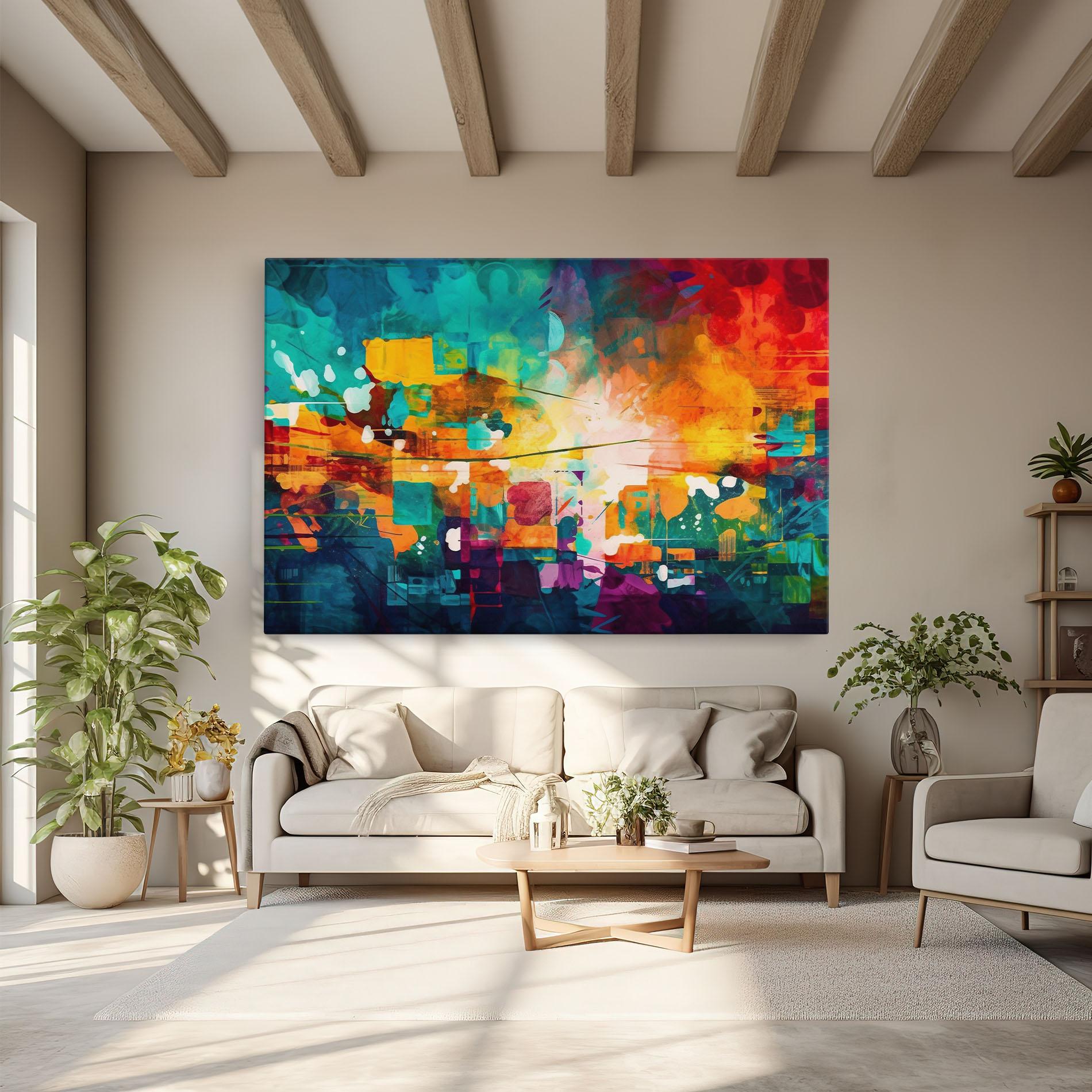 Obraz na Płótnie Vibrant Colors On Blue Background mockup 6