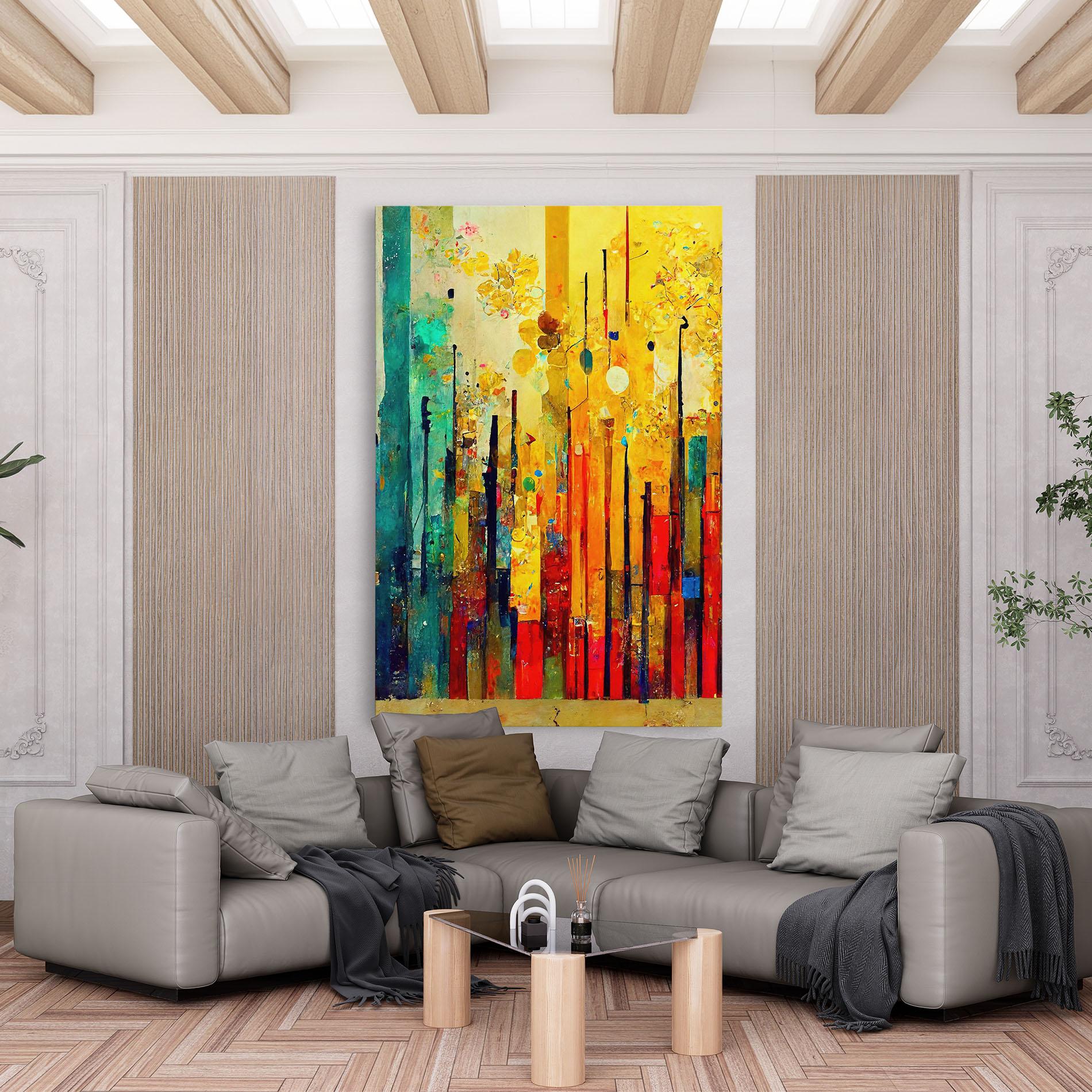 Obraz na Płótnie Black Lines On Yellow Light mockup 6