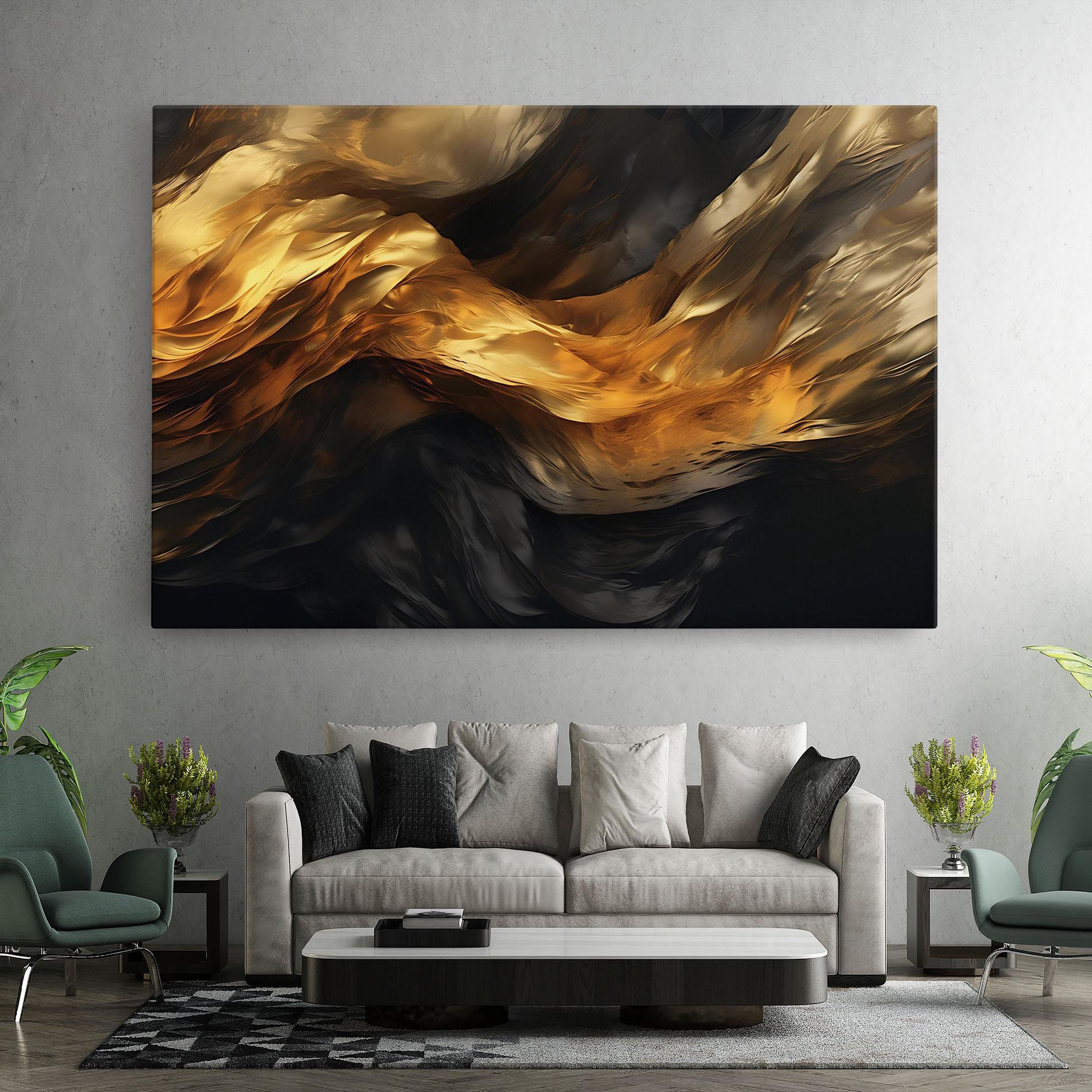 Obraz na Płótnie Golden Waves With Black mockup 7