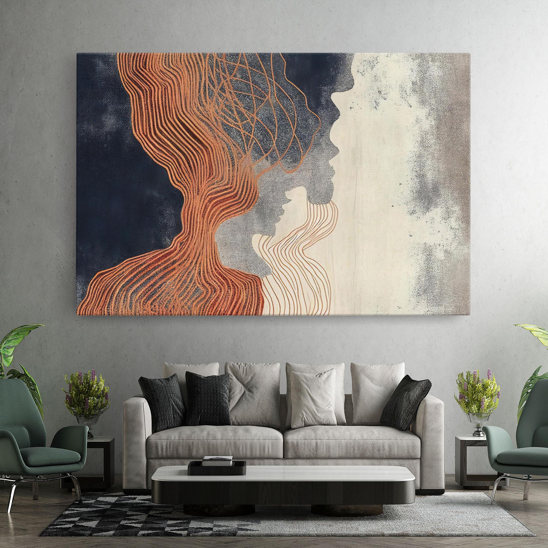 Obraz na Płótnie Orange Lines On Blue mockup 7