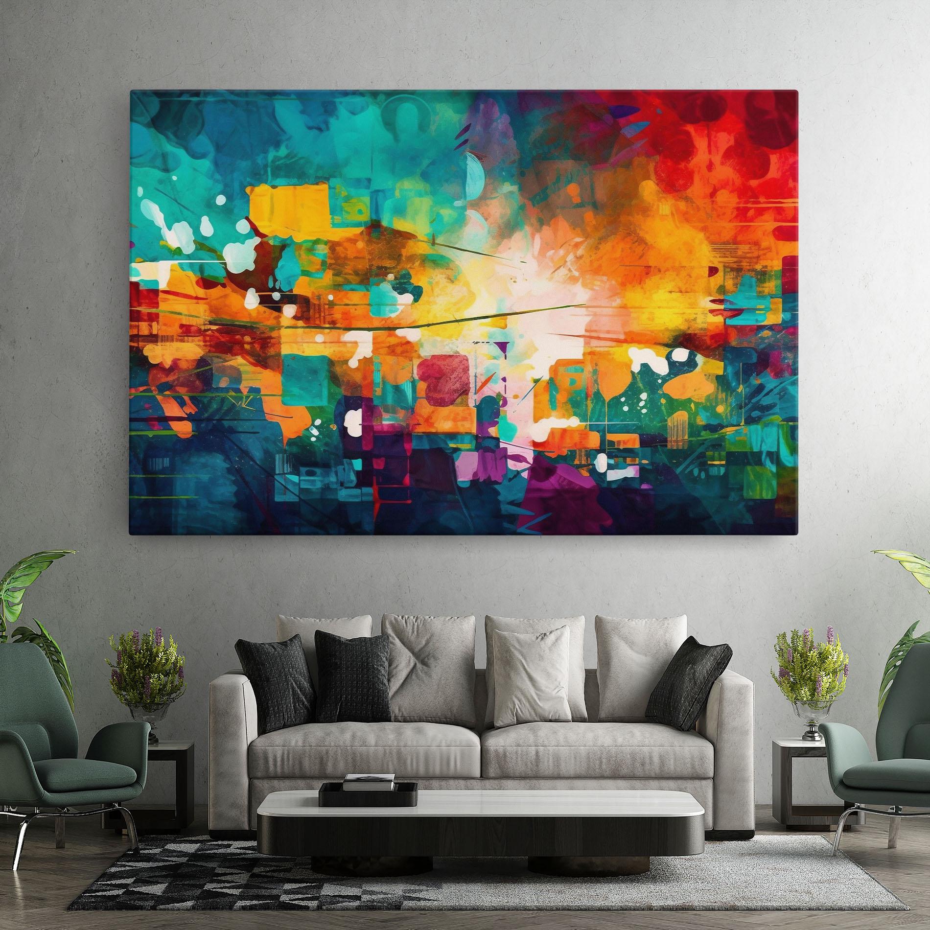 Obraz na Płótnie Vibrant Colors On Blue Background mockup 7