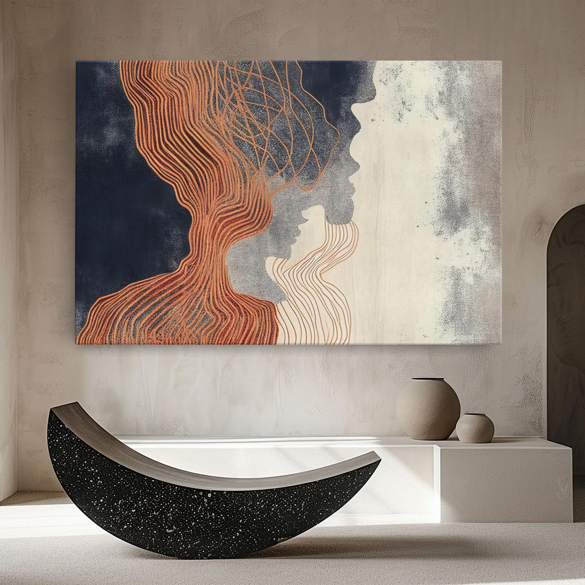 Obraz na Płótnie Orange Lines On Blue mockup 8