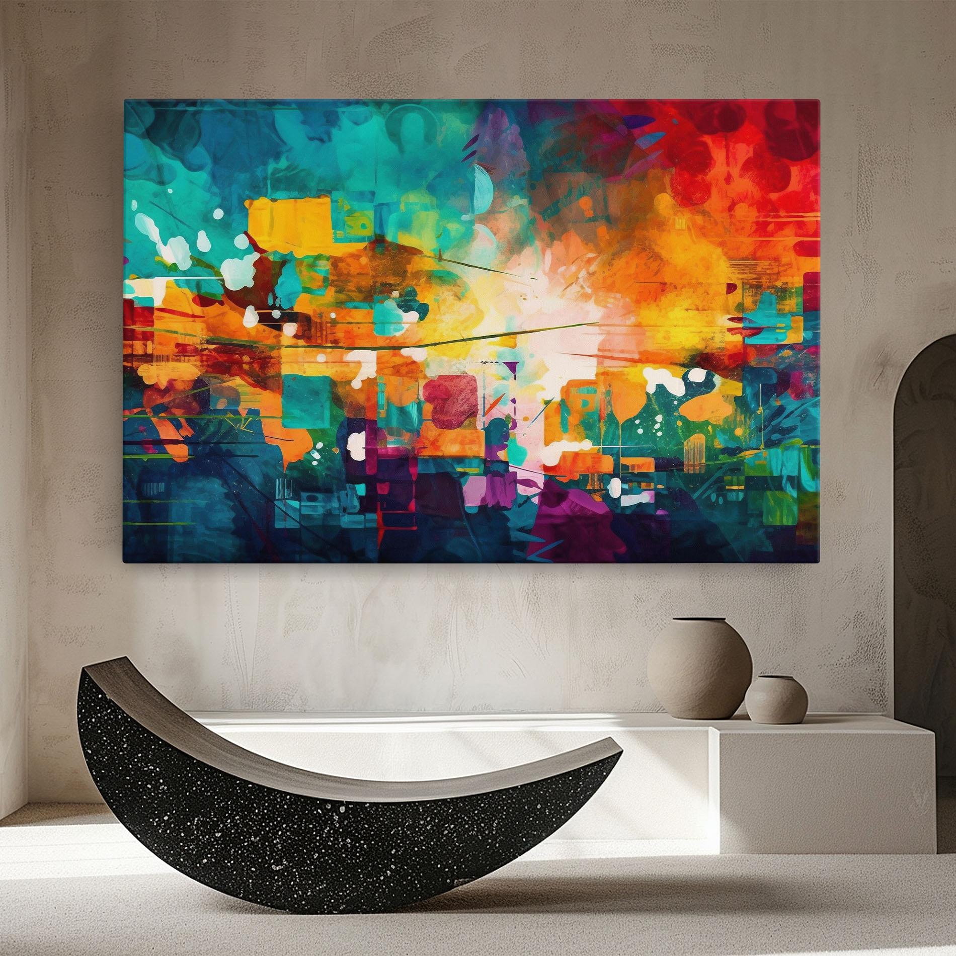 Obraz na Płótnie Vibrant Colors On Blue Background mockup 8