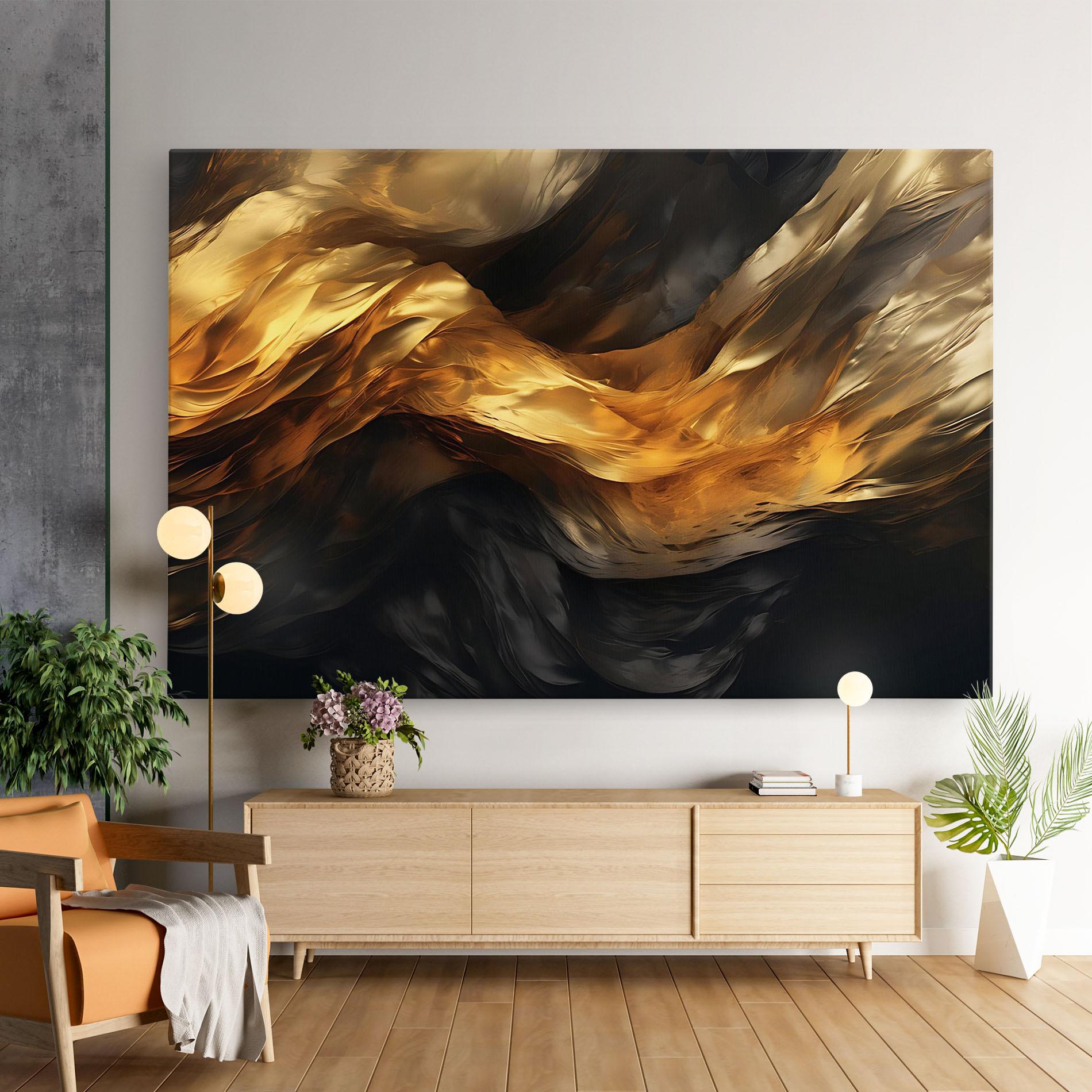 Obraz na Płótnie Golden Waves With Black mockup 9