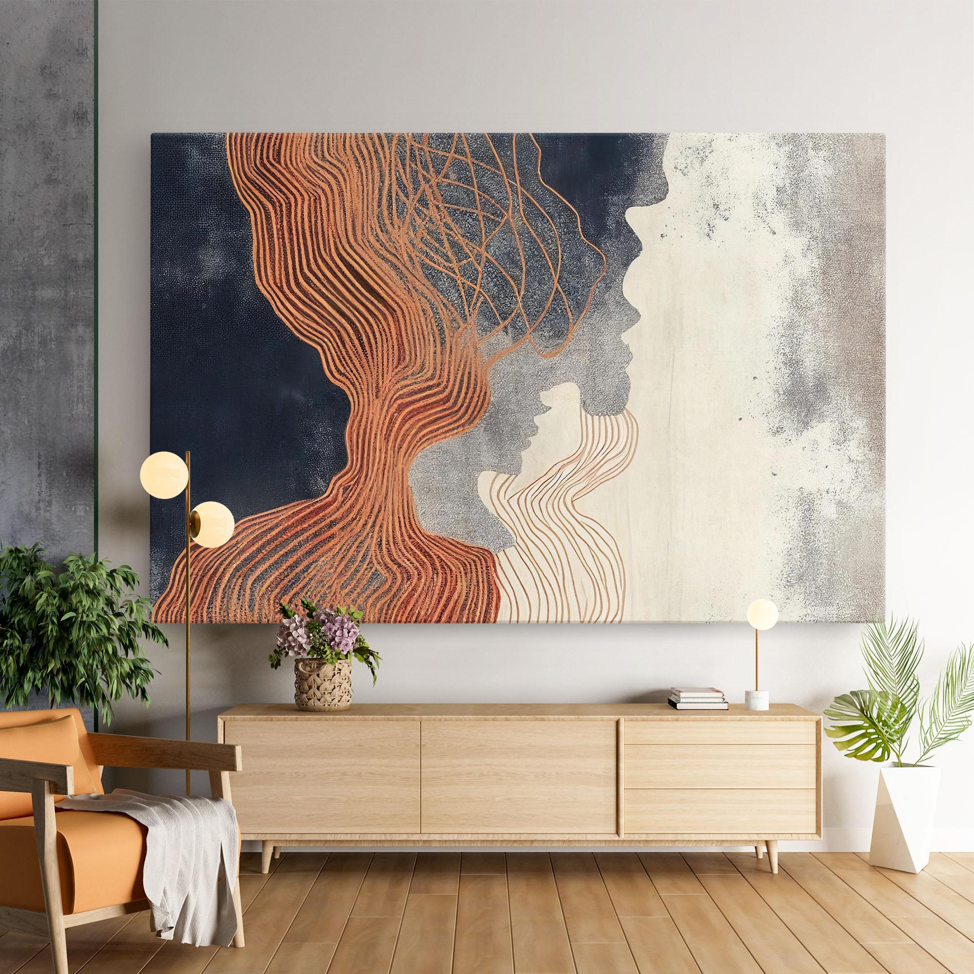 Obraz na Płótnie Orange Lines On Blue mockup 9