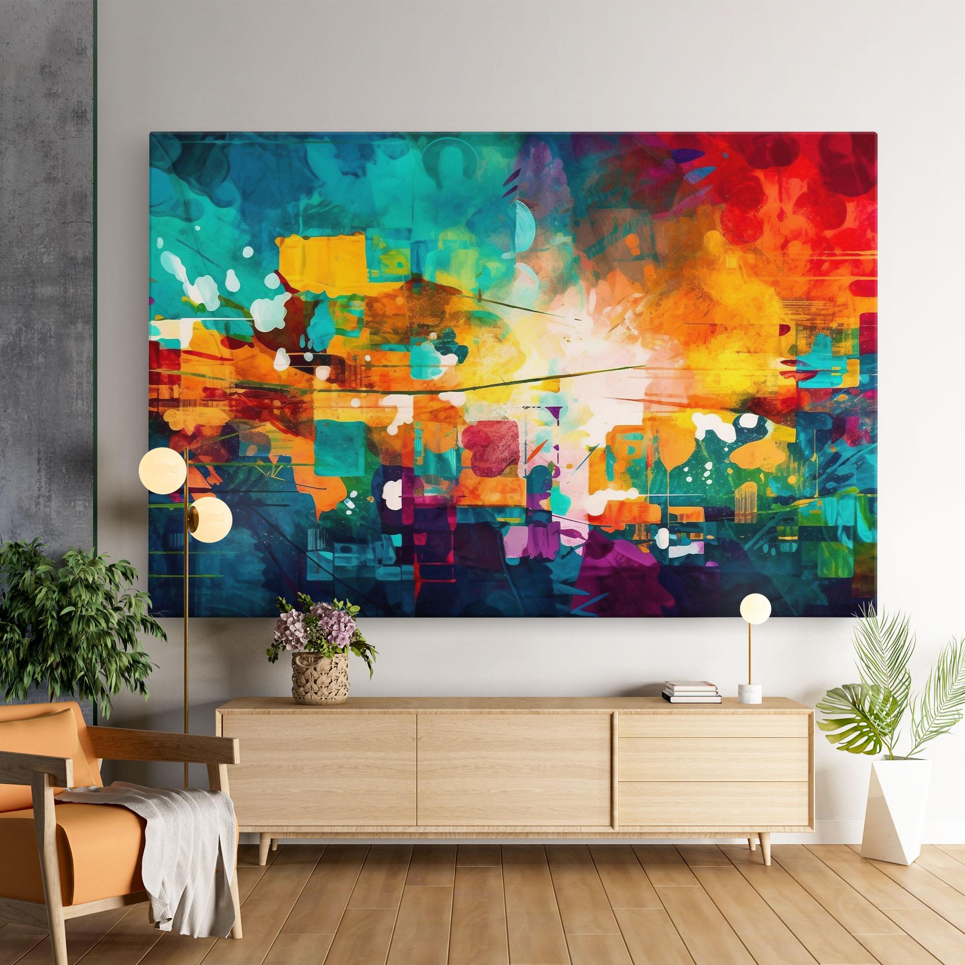 Obraz na Płótnie Vibrant Colors On Blue Background mockup 9