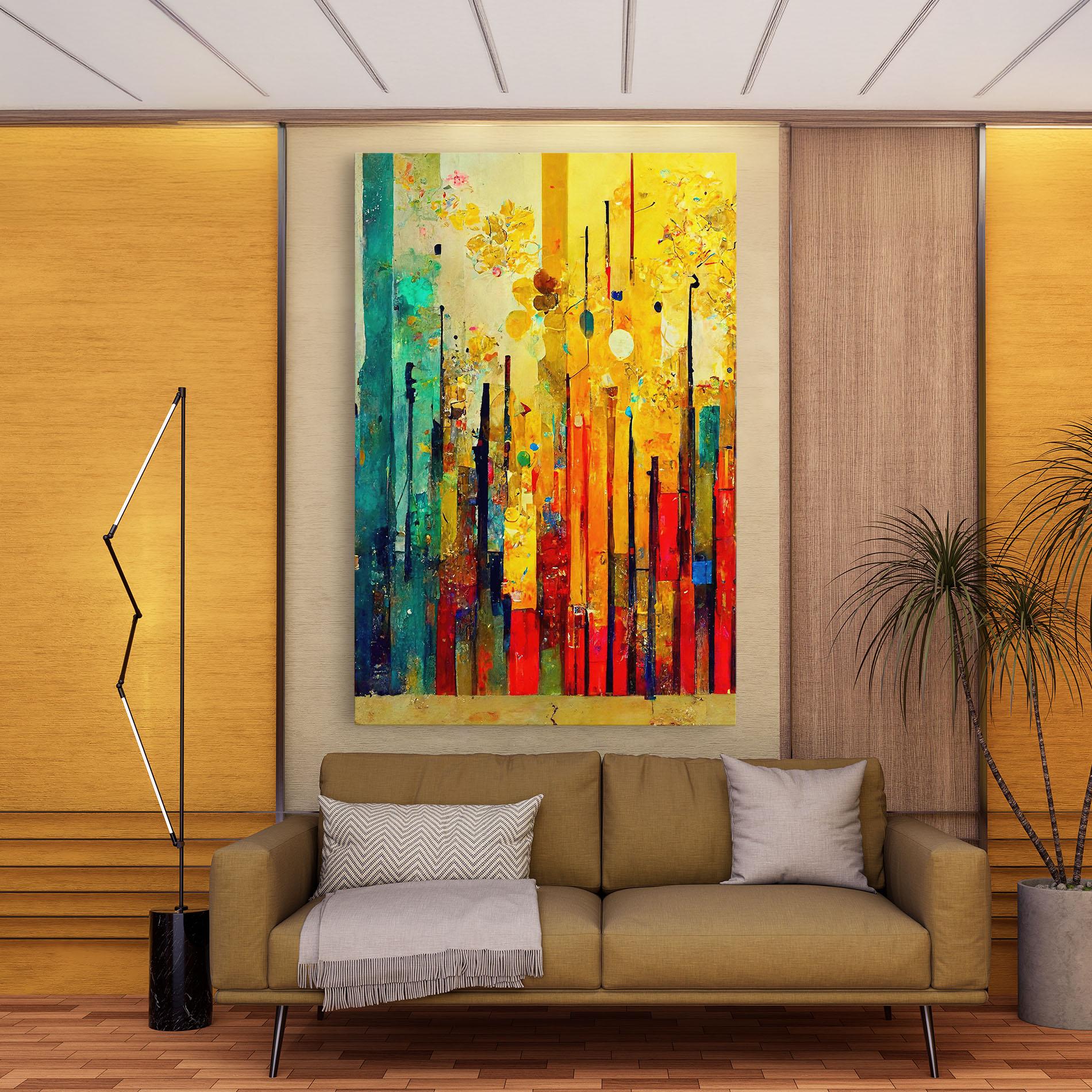 Obraz na Płótnie Black Lines On Yellow Light mockup 9