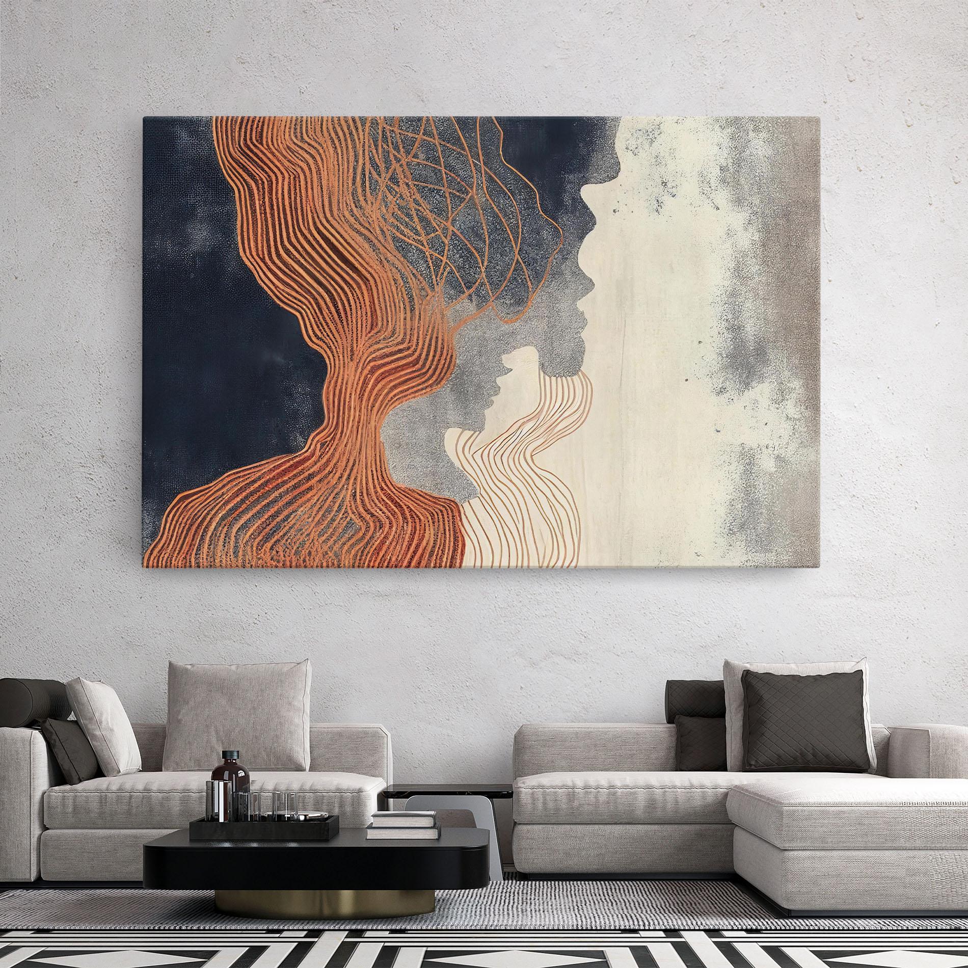 Obraz na Płótnie Orange Lines On Blue mockup 2