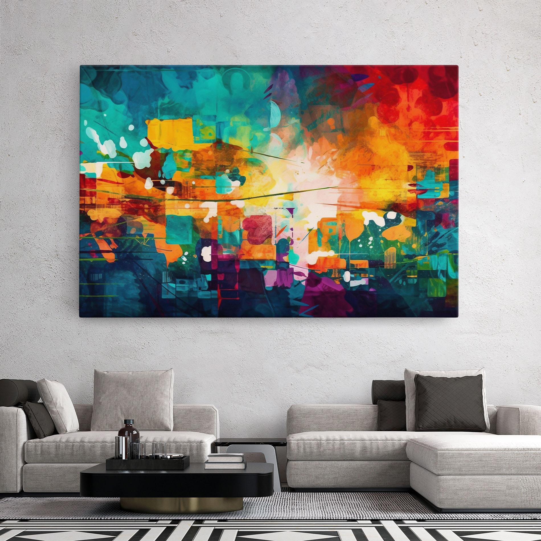 Obraz na Płótnie Vibrant Colors On Blue Background mockup 2