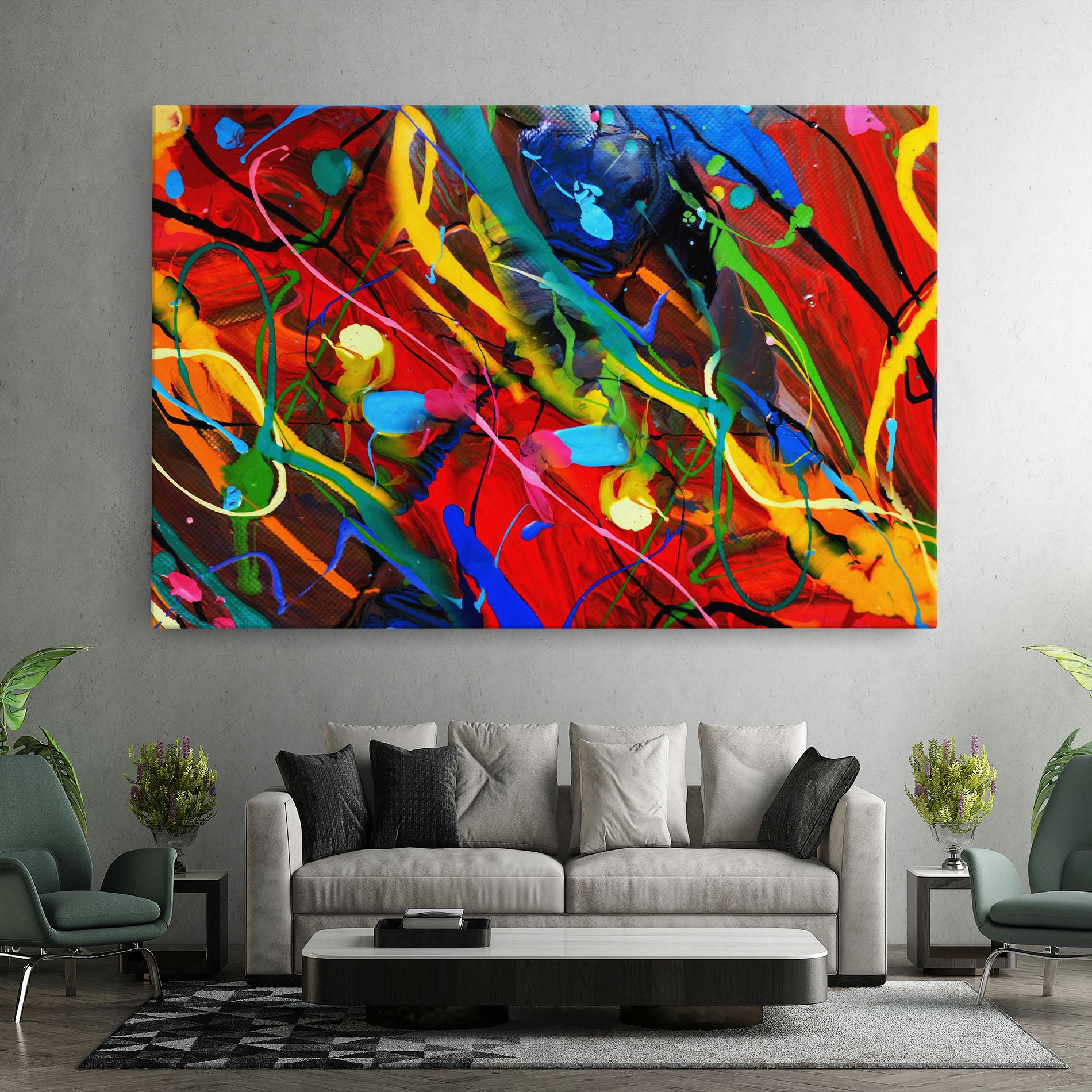 Obraz na Płótnie Hand Draw Red Painting mockup 7