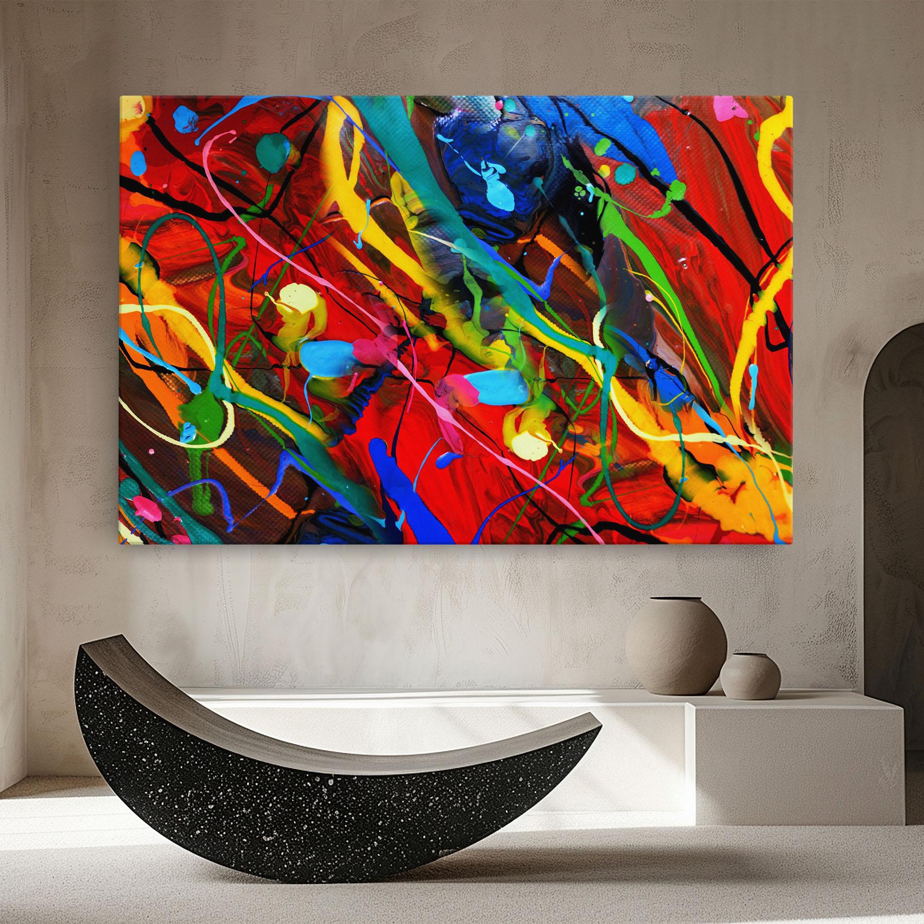 Obraz na Płótnie Hand Draw Red Painting mockup 8