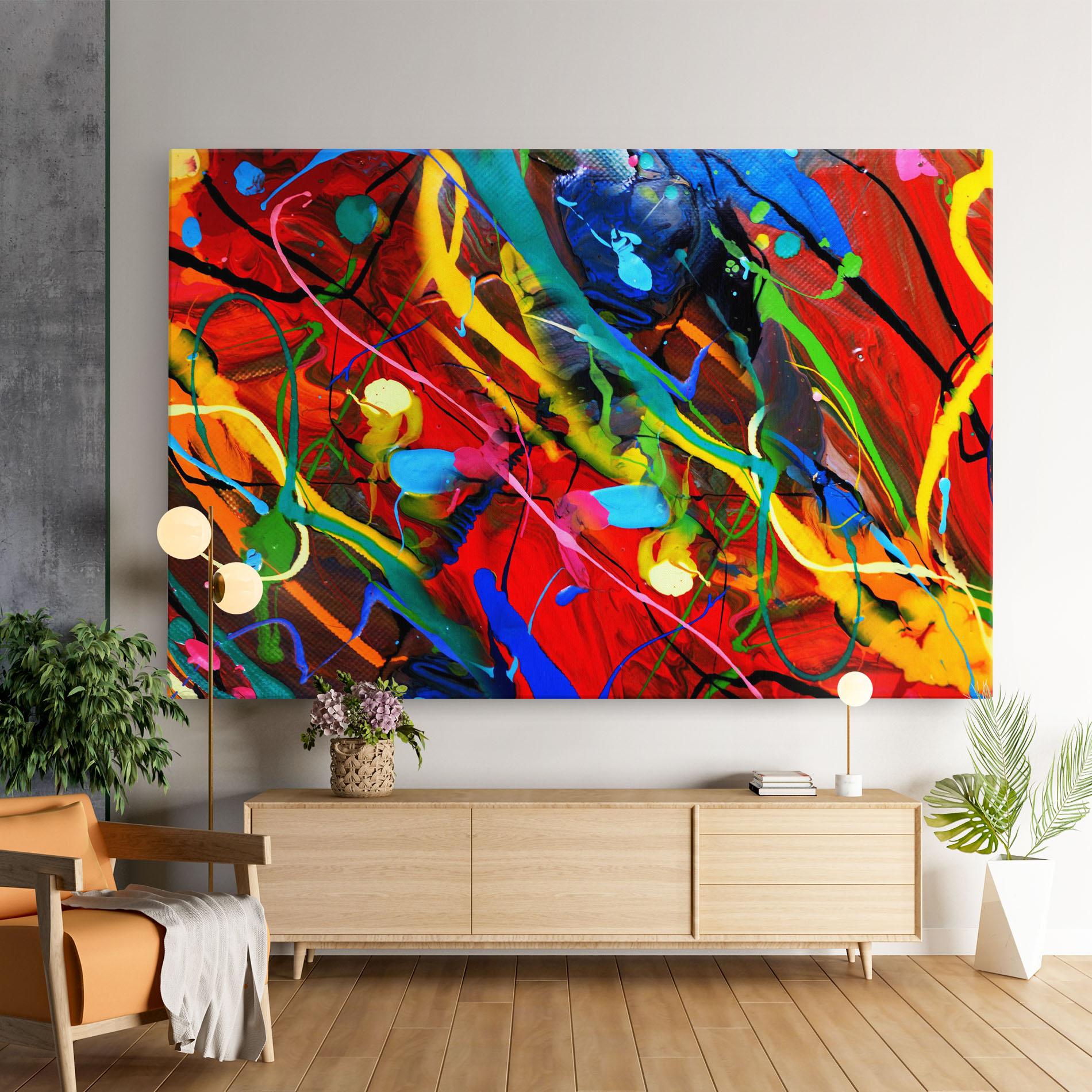 Obraz na Płótnie Hand Draw Red Painting mockup 9