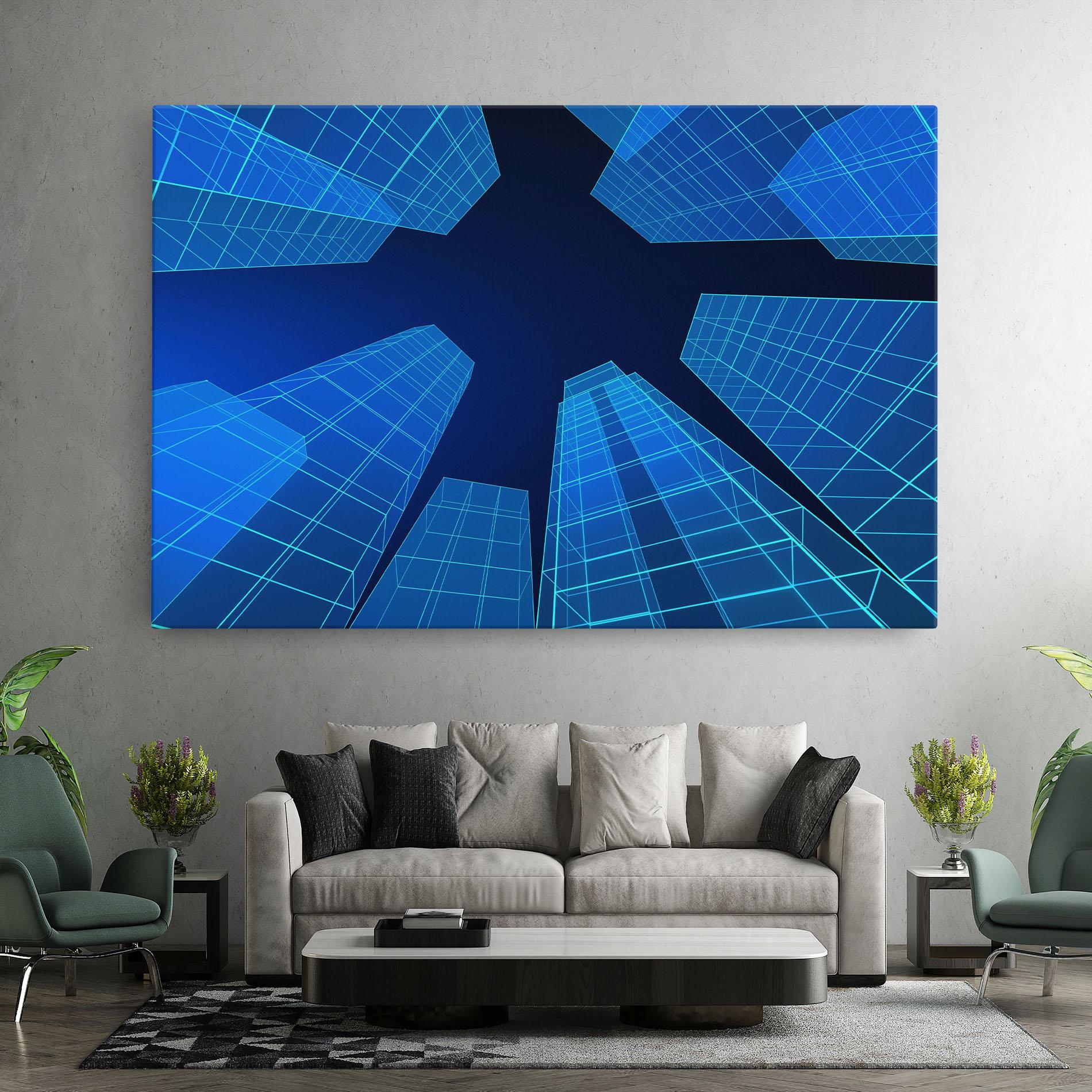 Obraz na Płótnie Blue Buildings mockup 7