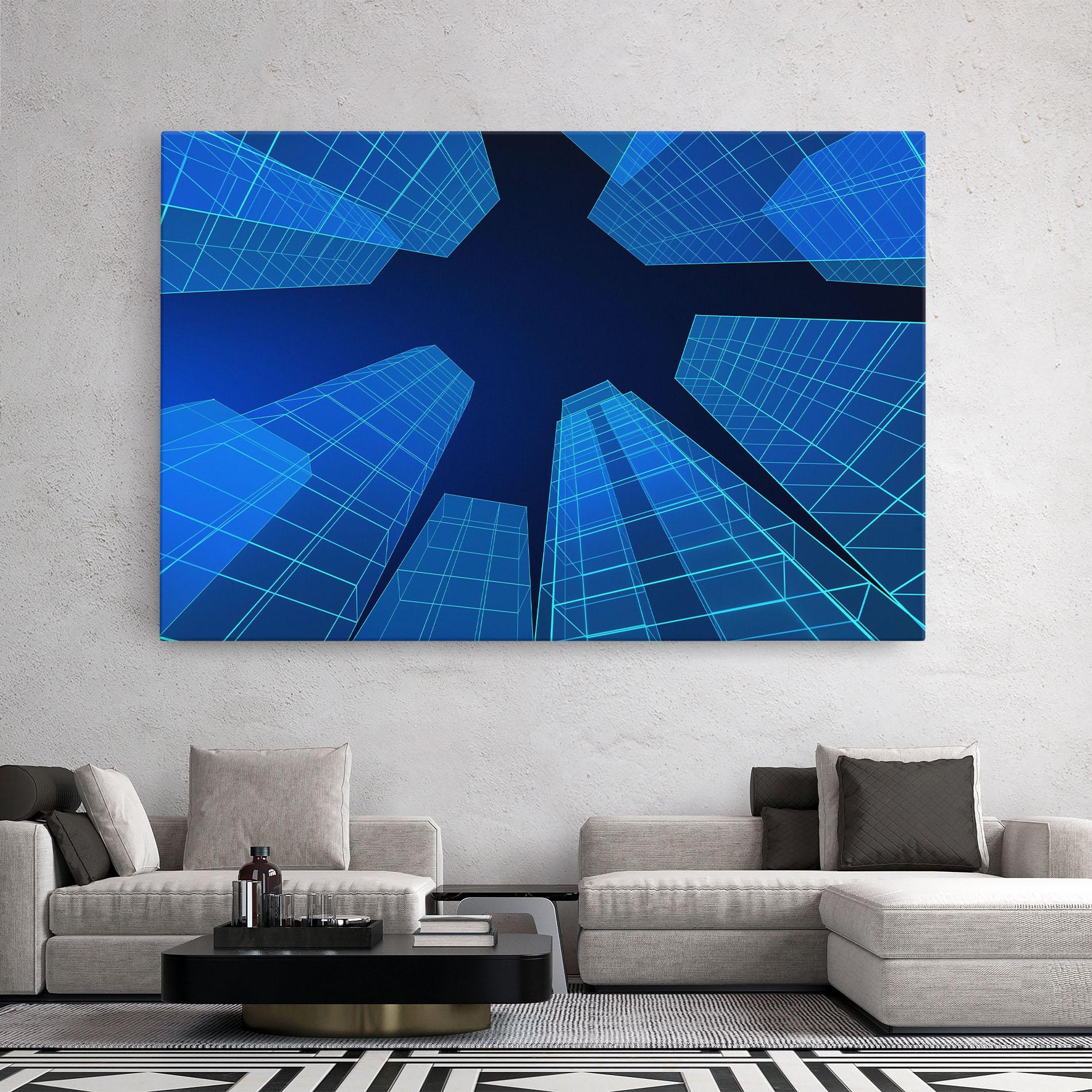 Obraz na Płótnie Blue Buildings mockup 2