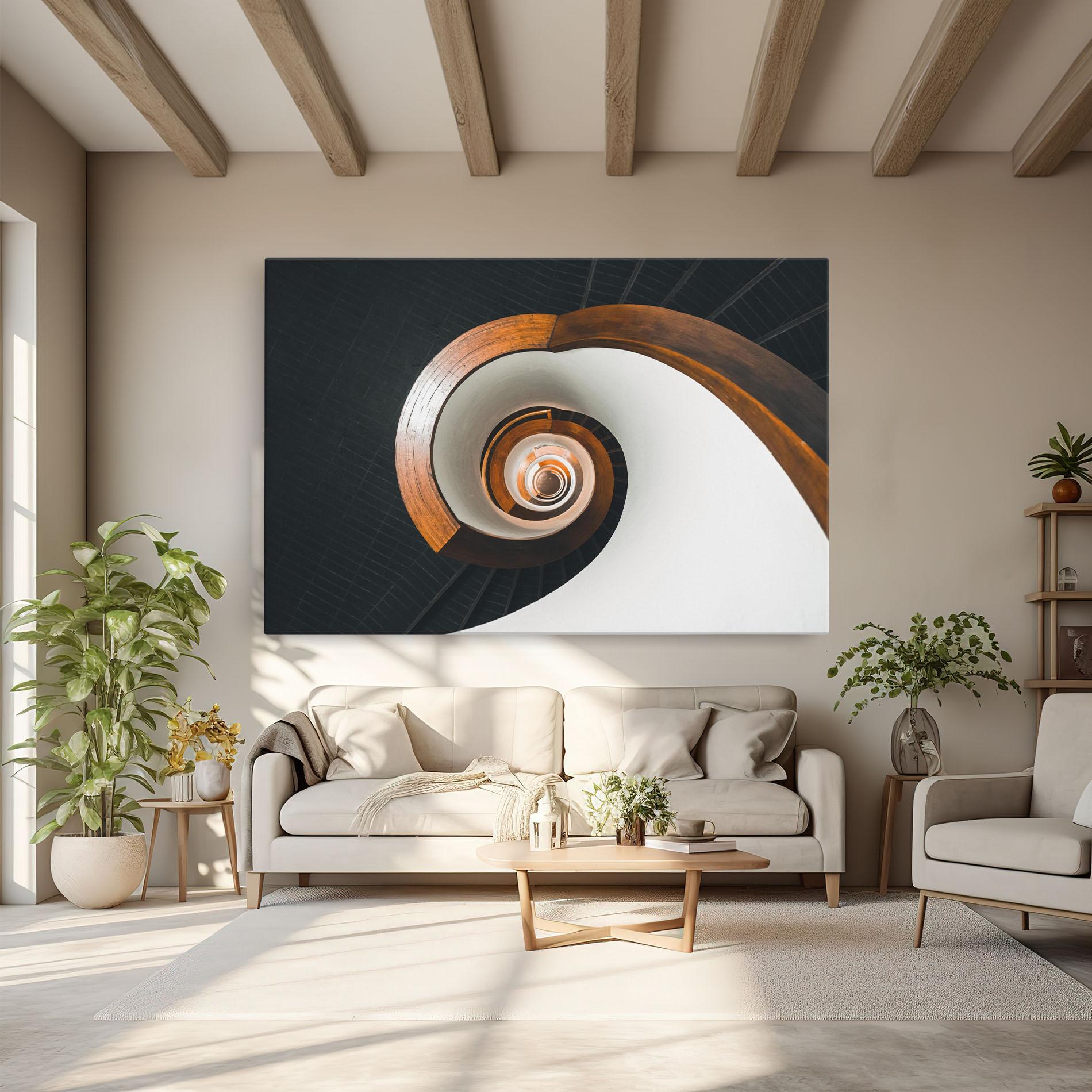 Obraz na Płótnie Black Spiral Stairs mockup 6