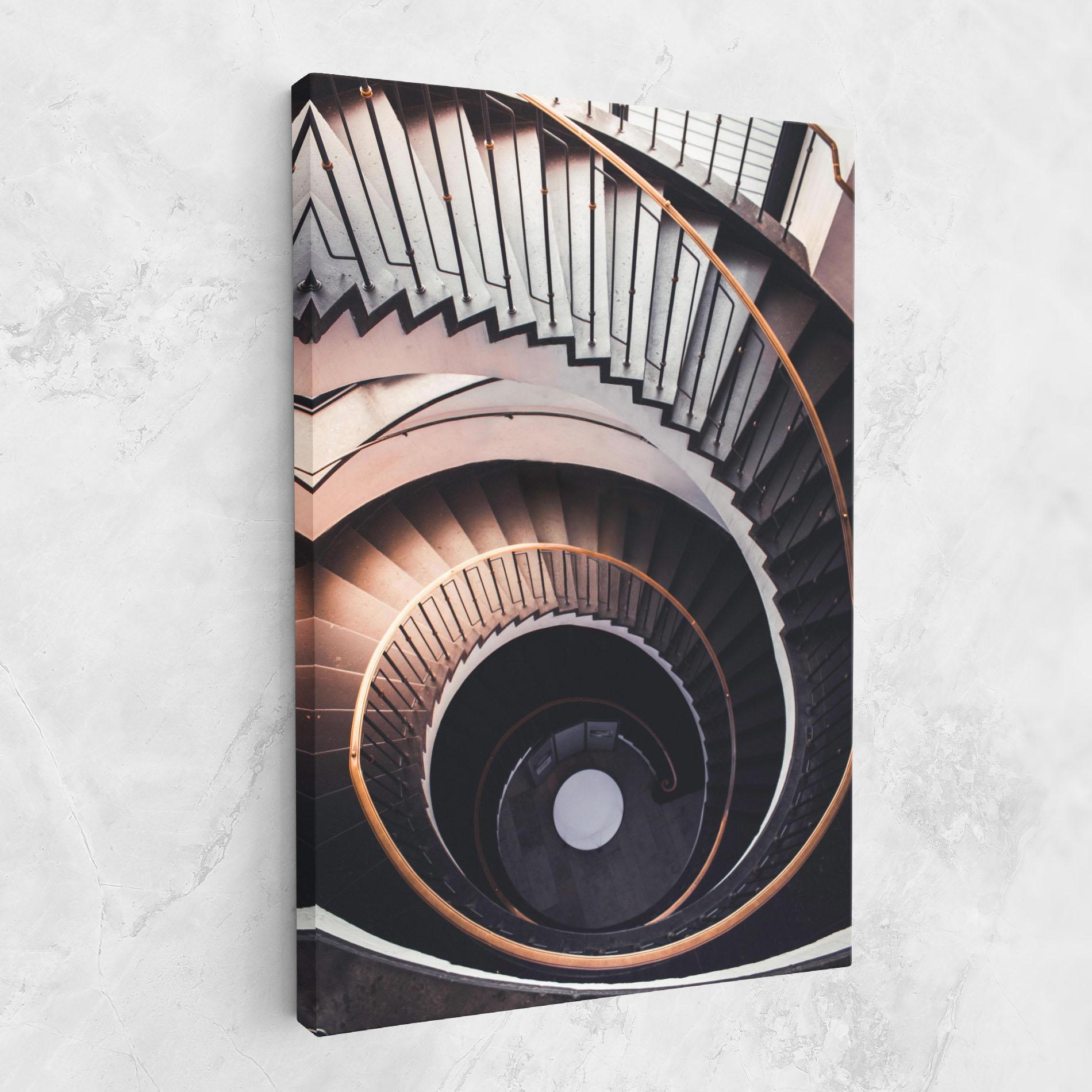 Obraz na Płótnie Grey Stairs Spiral mockup 1